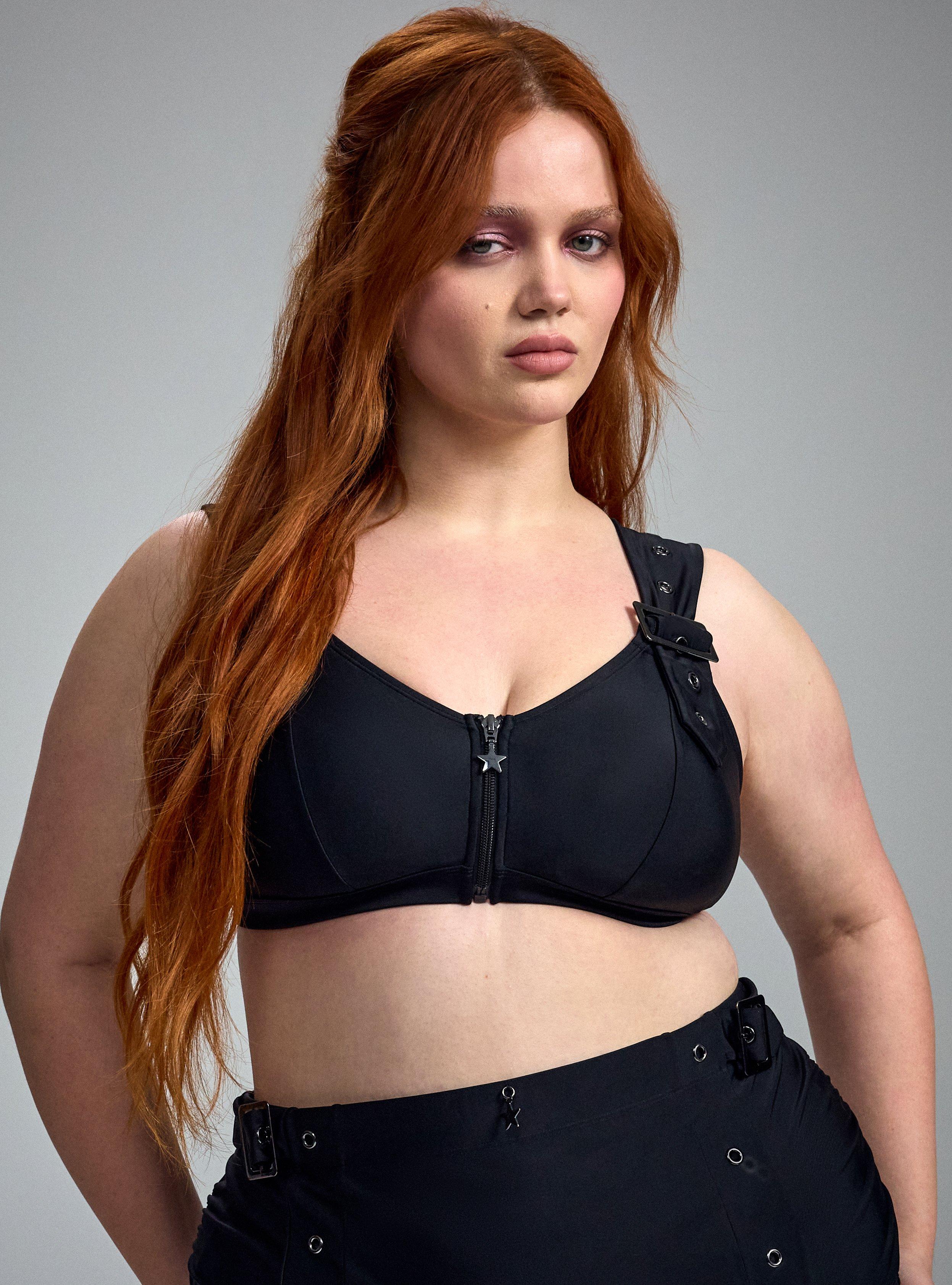 即完売 新品PADDED RIB TOPブラック Plus Size - Nightfall Lace-Up Crop Top - Torrid