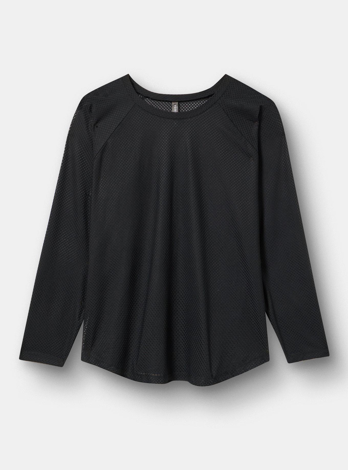 UPF Mesh Long Sleeve Swim Tee, DEEP BLACK, hi-res