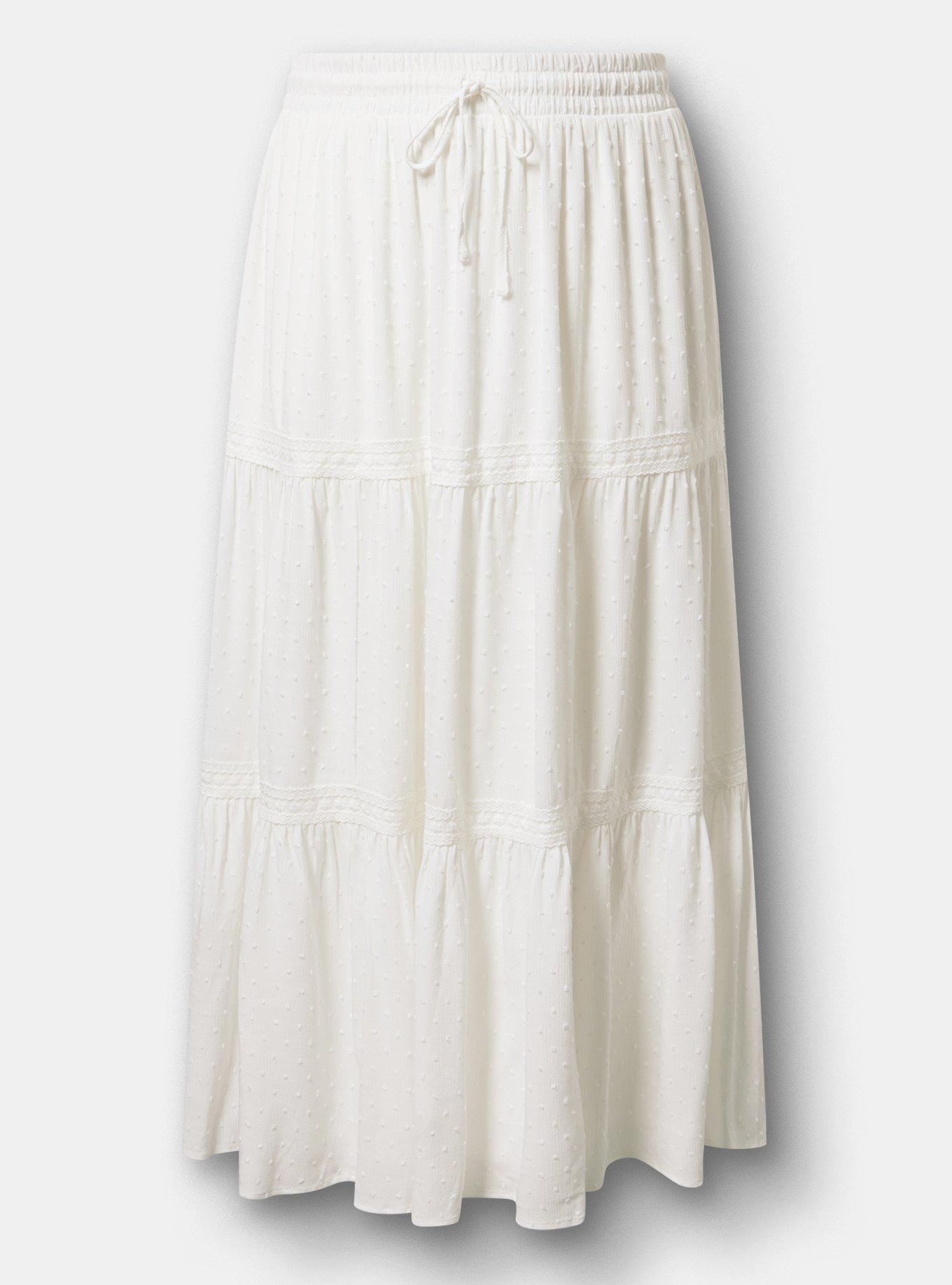 Swiss Dot Tiered Maxi Skirt, CLOUD DANCER, hi-res