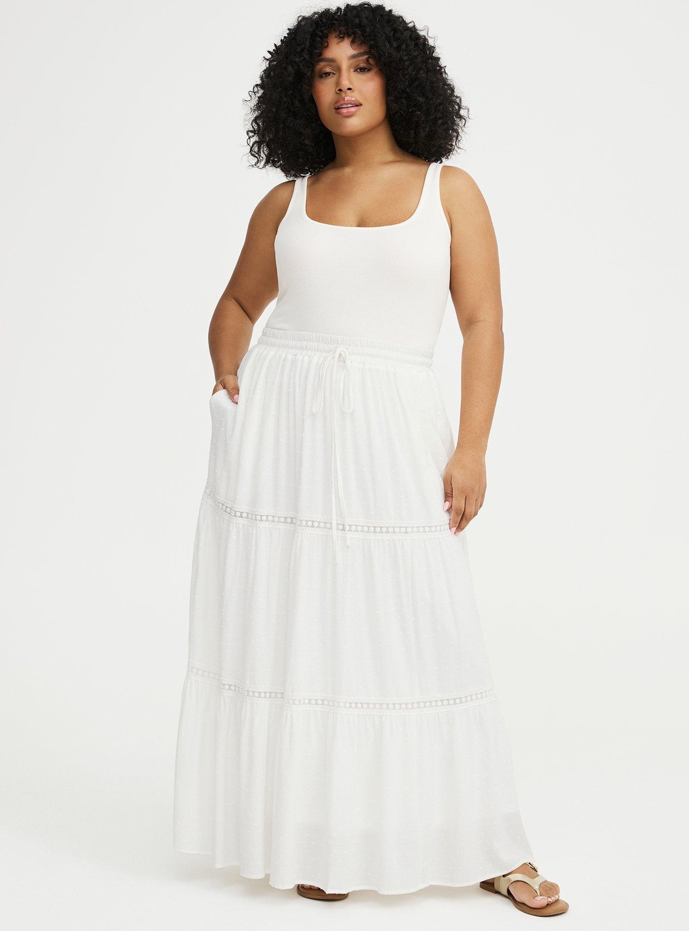 Swiss Dot Tiered Maxi Skirt, CLOUD DANCER, hi-res