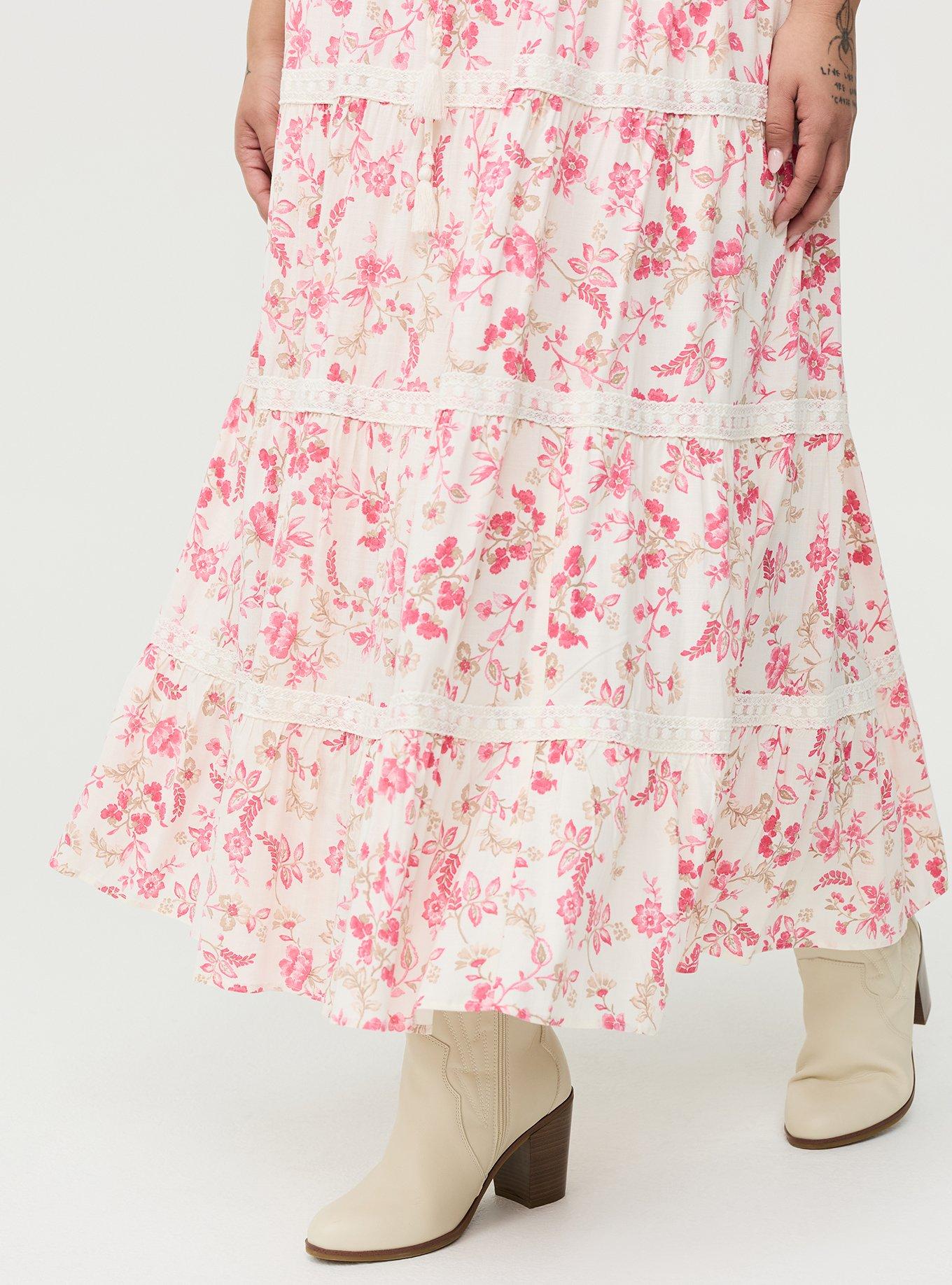 Tiered Maxi Skirt, ENTICE FLORALS SMALL CORAL, alternate