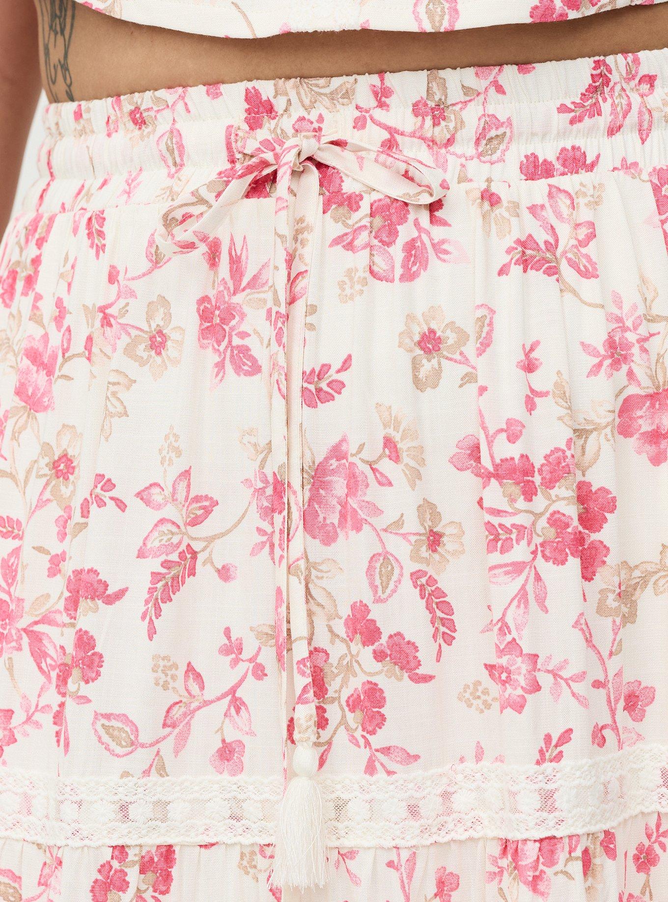 Tiered Maxi Skirt, ENTICE FLORALS SMALL CORAL, alternate