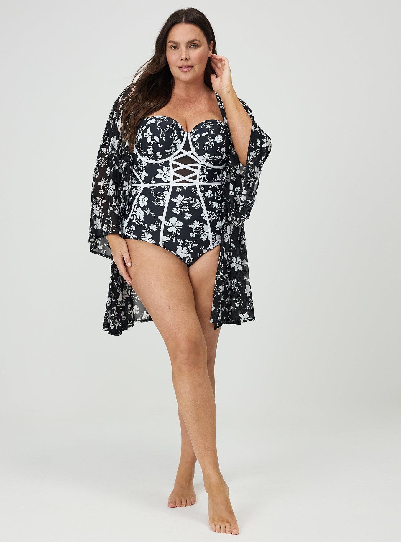 Wired XO One Piece Swimsuit, KAINA FLORAL BLACK, alternate