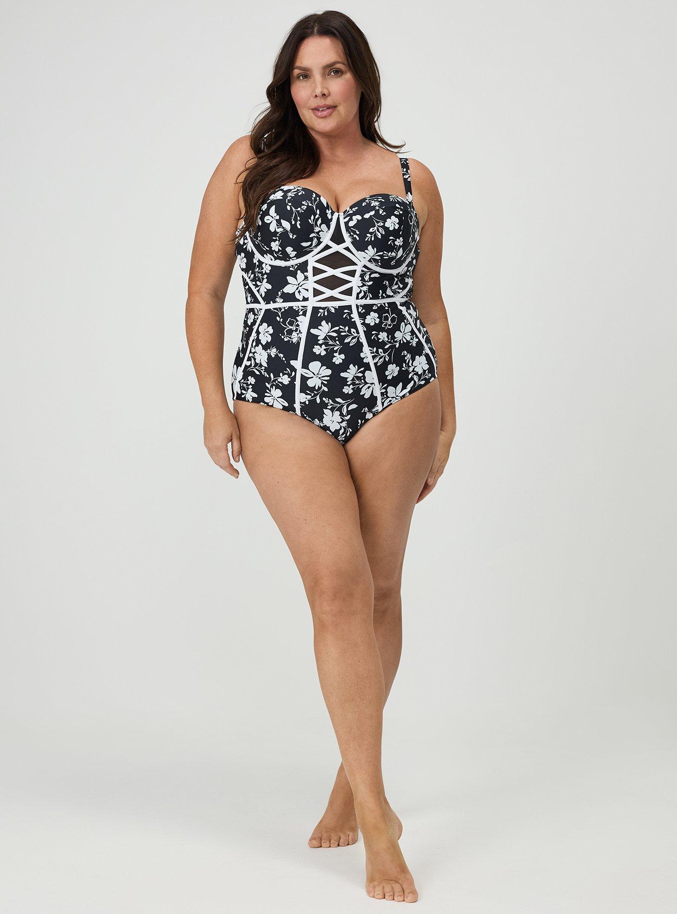 Wired XO One Piece Swimsuit, KAINA FLORAL BLACK, alternate