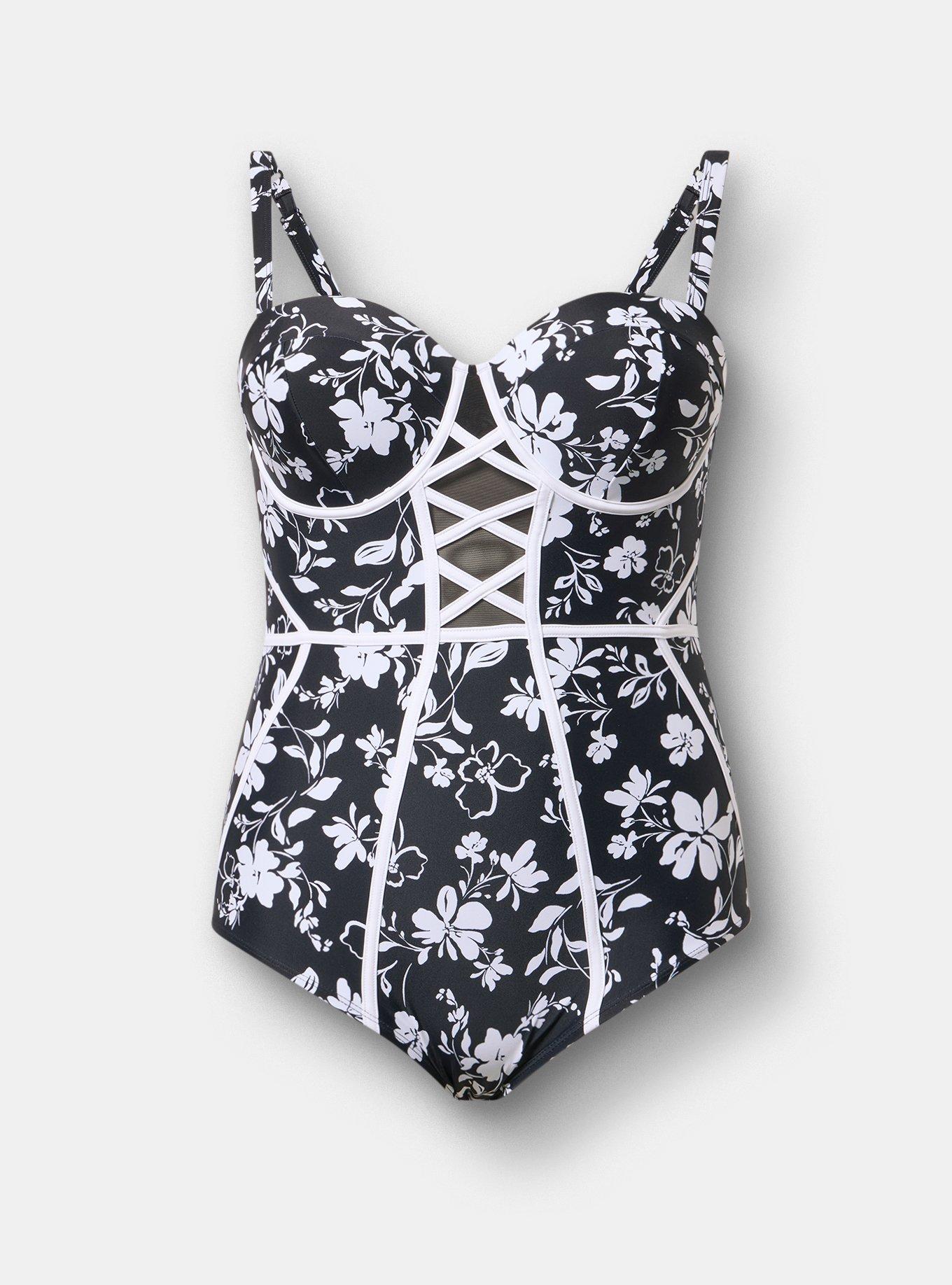 Wired XO One Piece Swimsuit, KAINA FLORAL BLACK, hi-res