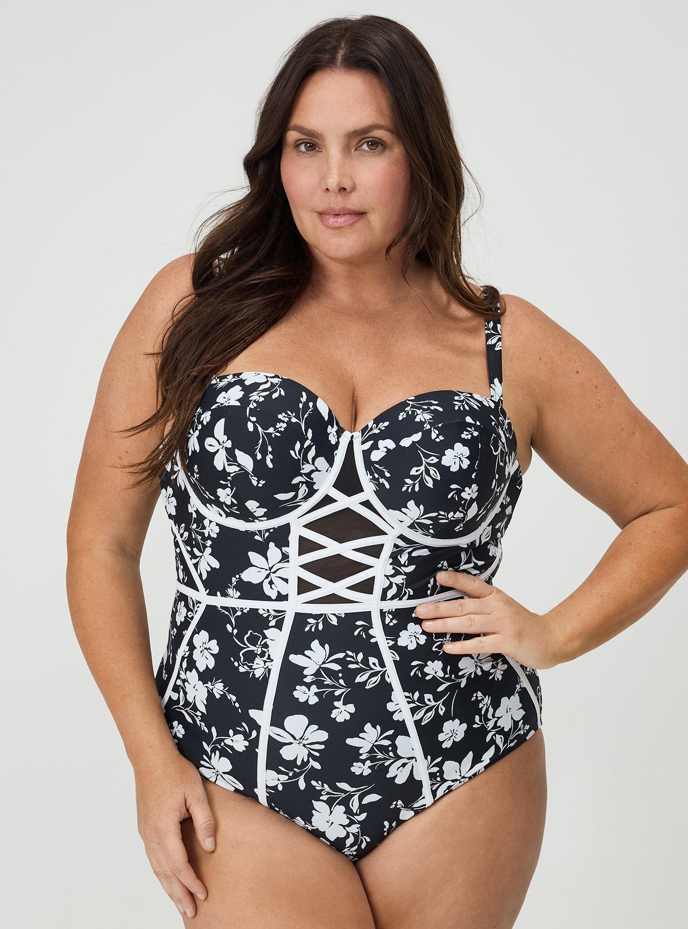 Wired XO One Piece Swimsuit, KAINA FLORAL BLACK, hi-res