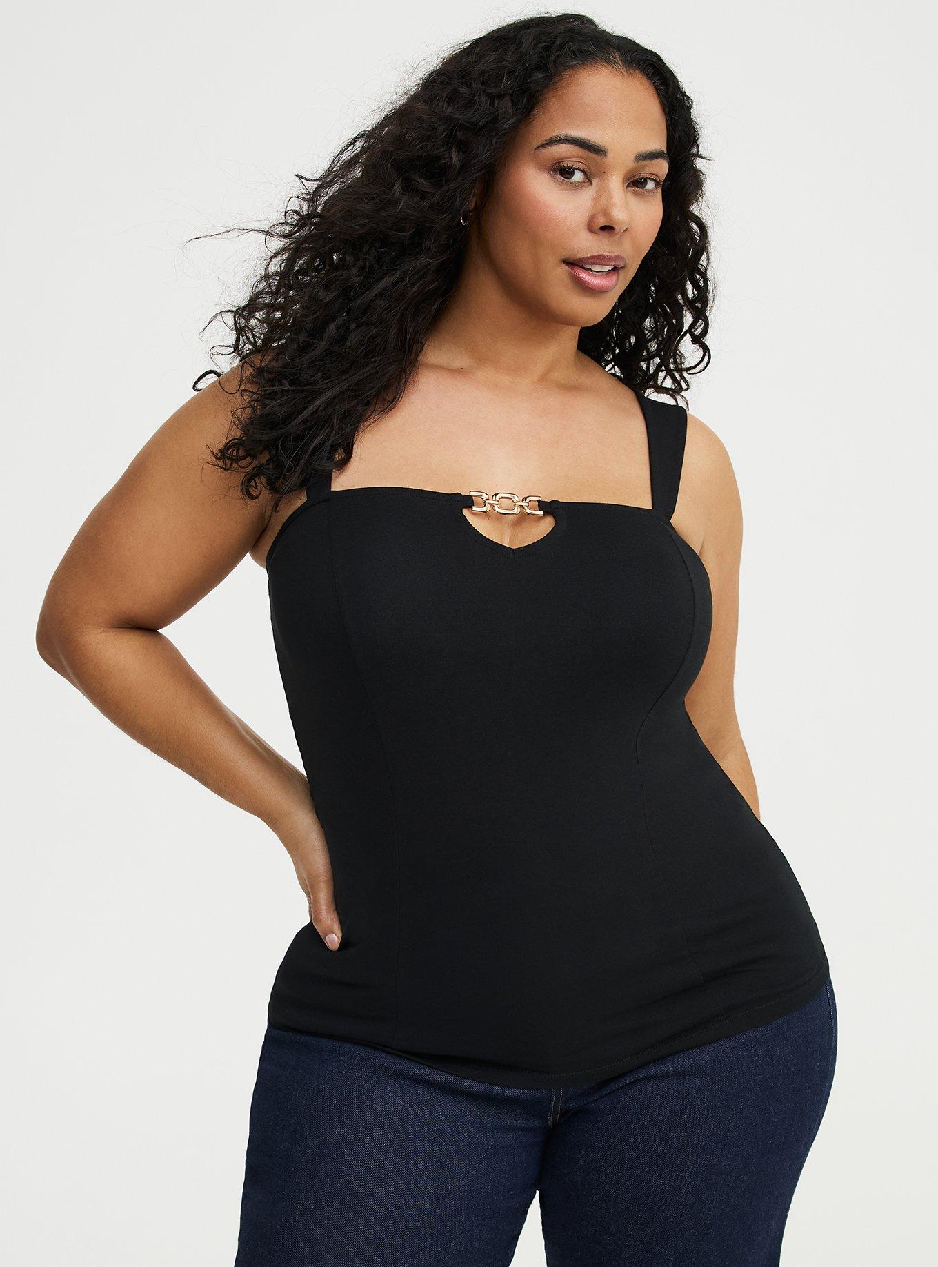 Foxy Chain Front Tank, DEEP BLACK, hi-res