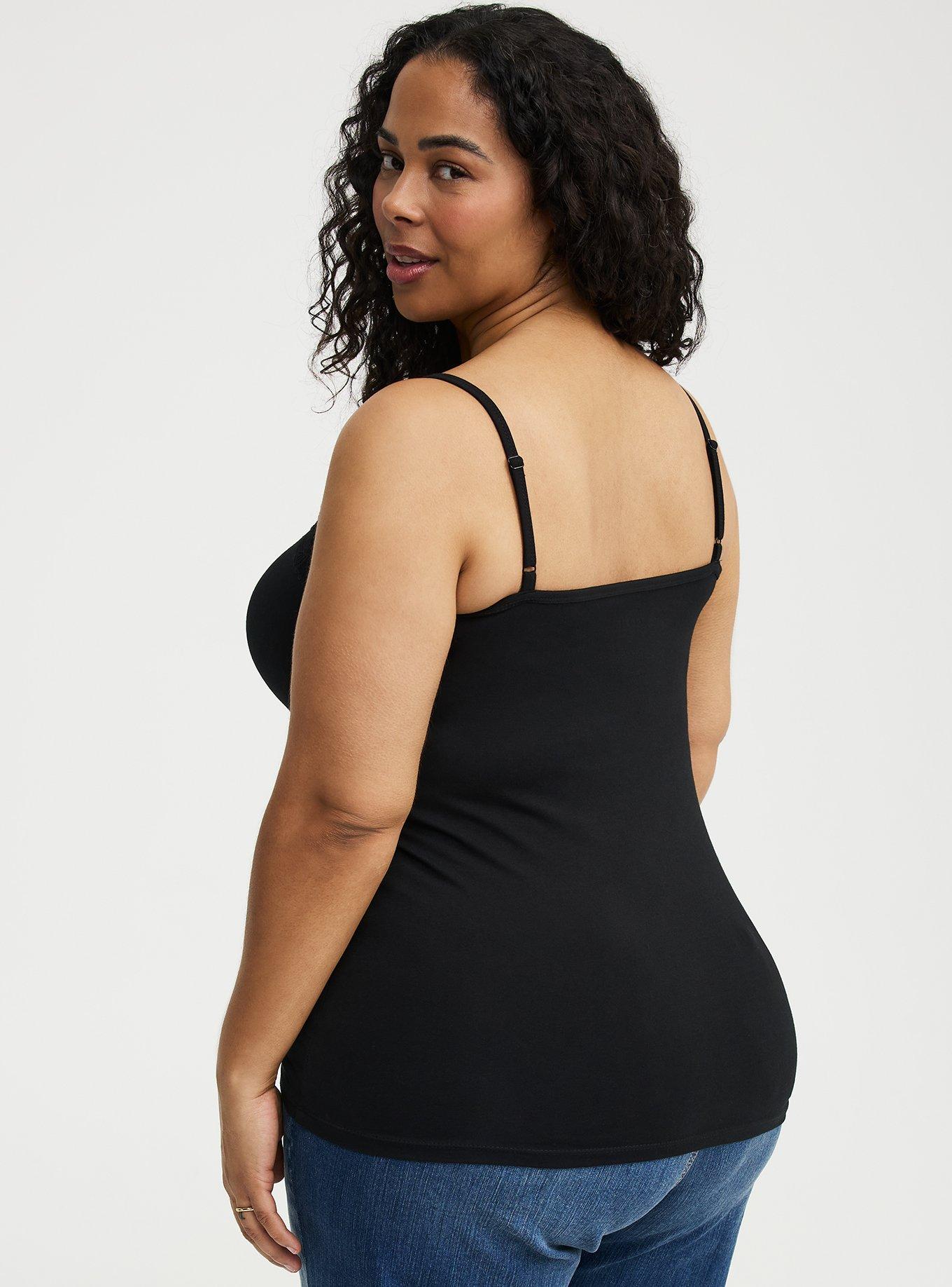 Foxy Lace Trim Cami, DEEP BLACK, alternate