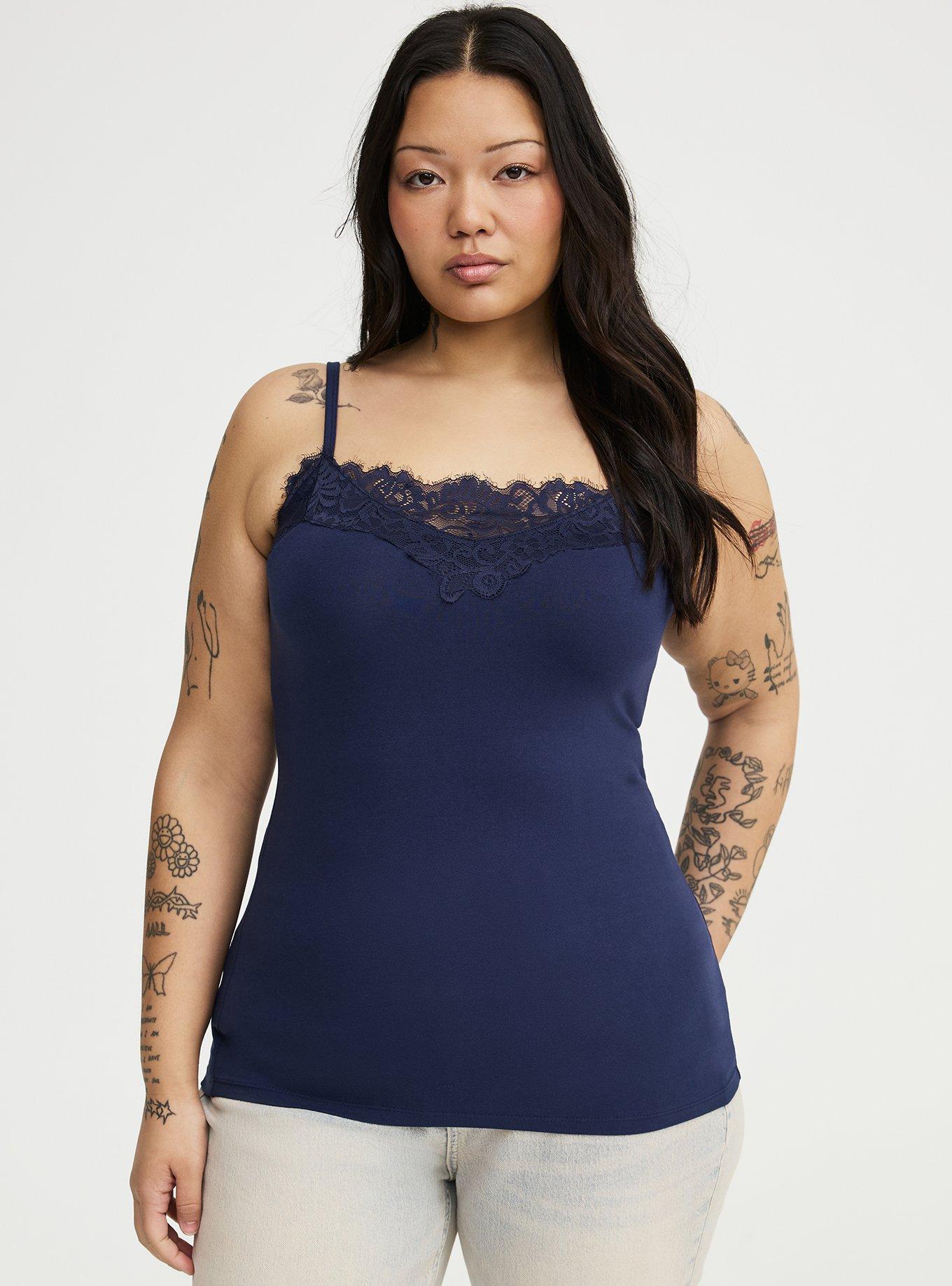 Foxy Lace Trim Cami, PEACOAT, hi-res