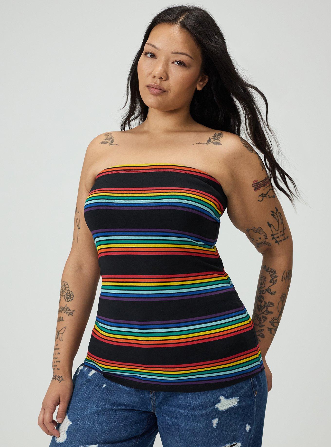 Foxy Tube Top, RAINBOW STRIPE, hi-res