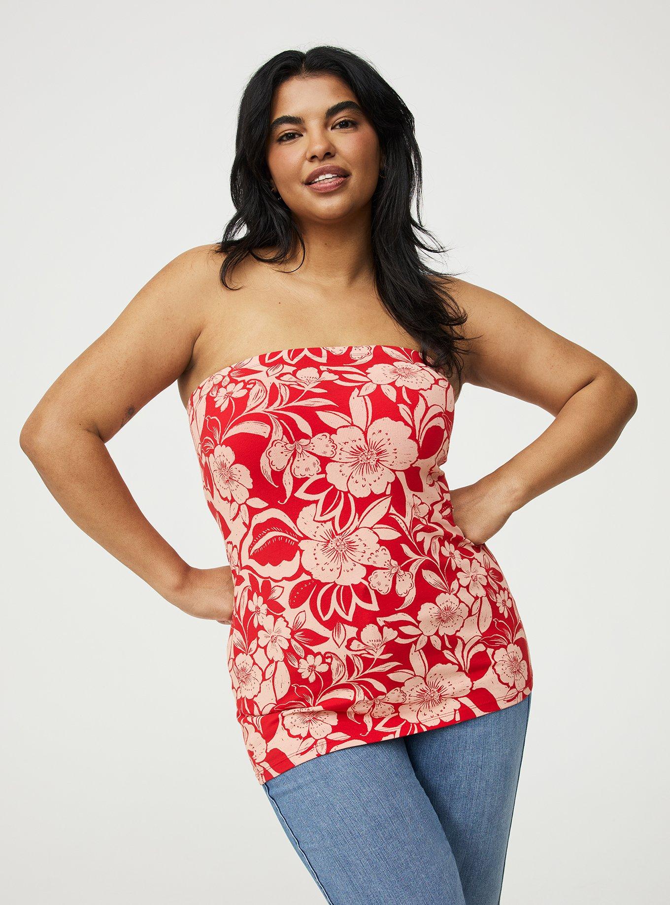 Foxy Tube Top, FLORAL ESCAPE RED, hi-res