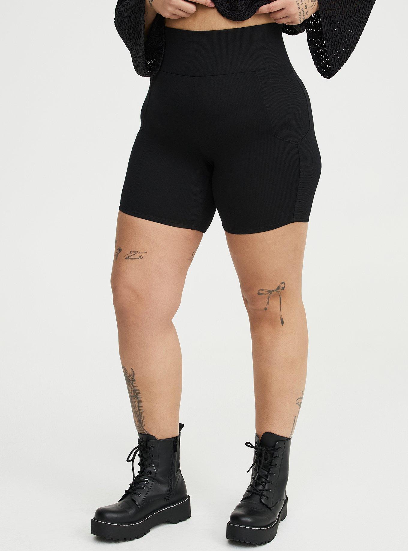 7'' Wide Waistband Rib Bike Short, DEEP BLACK, alternate