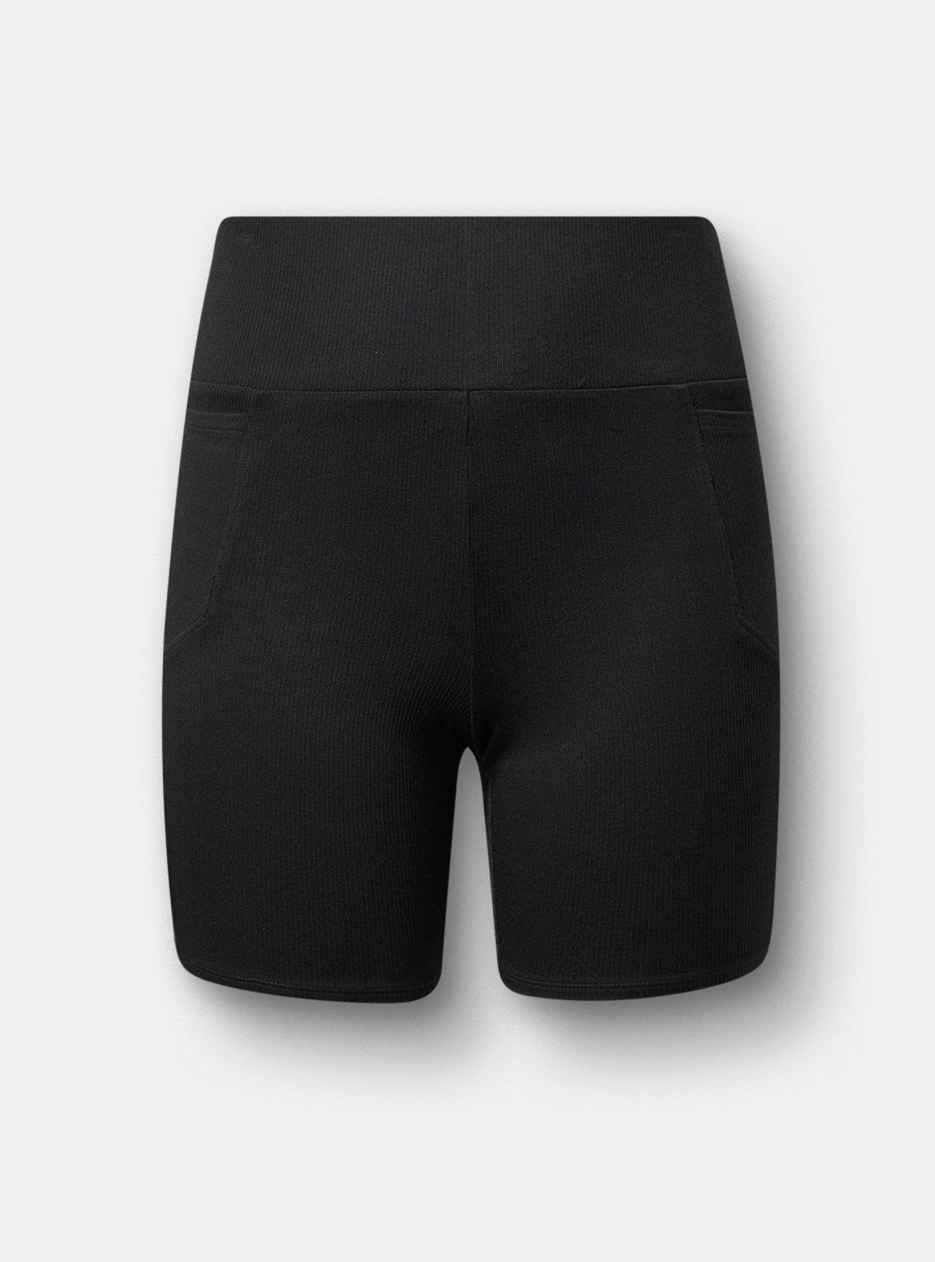 7'' Wide Waistband Rib Bike Short, DEEP BLACK, hi-res