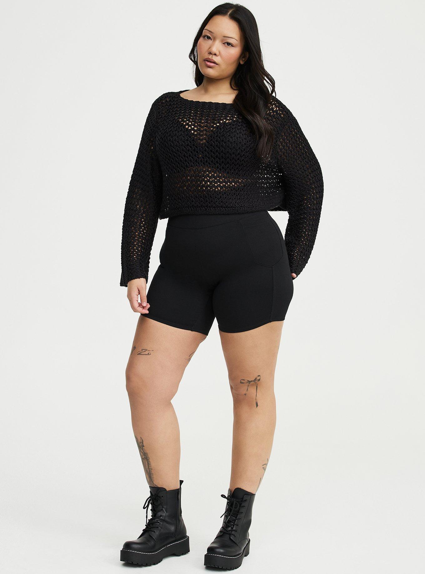 7'' Wide Waistband Rib Bike Short, DEEP BLACK, hi-res