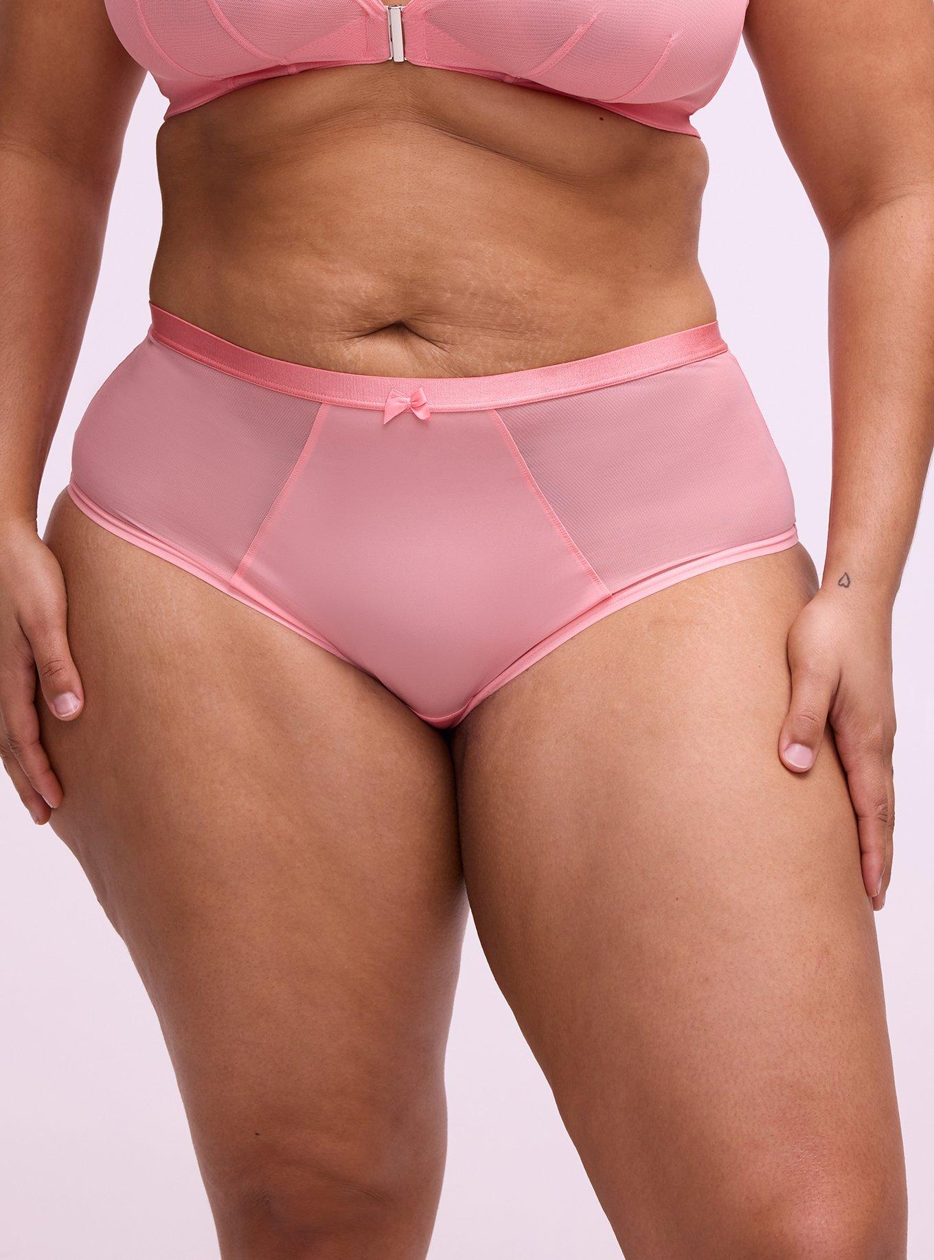 Micro & Mesh Mid-Rise Cheeky Panty, FLAMINGO PINK, alternate