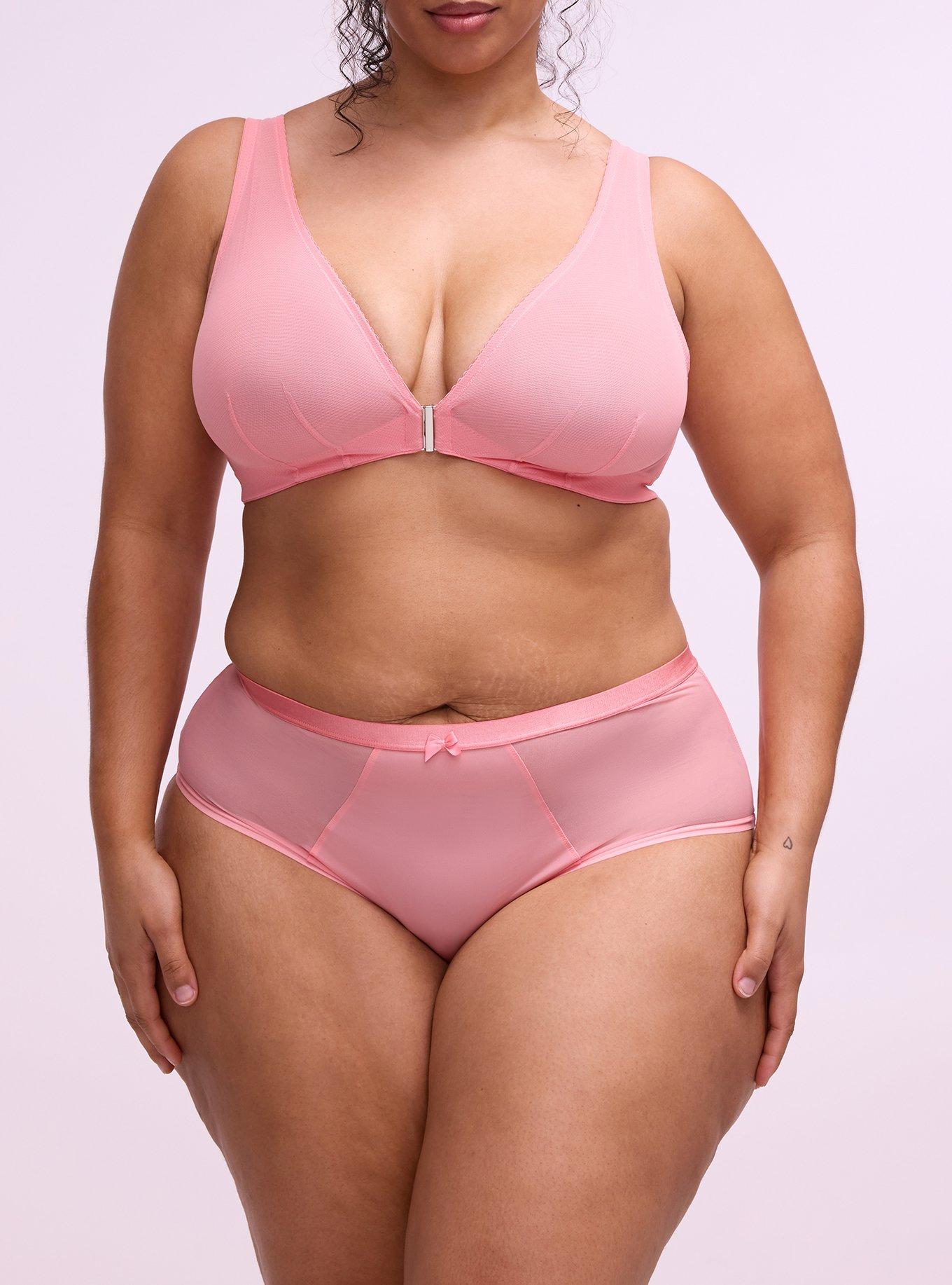 Micro & Mesh Mid-Rise Cheeky Panty, FLAMINGO PINK, alternate