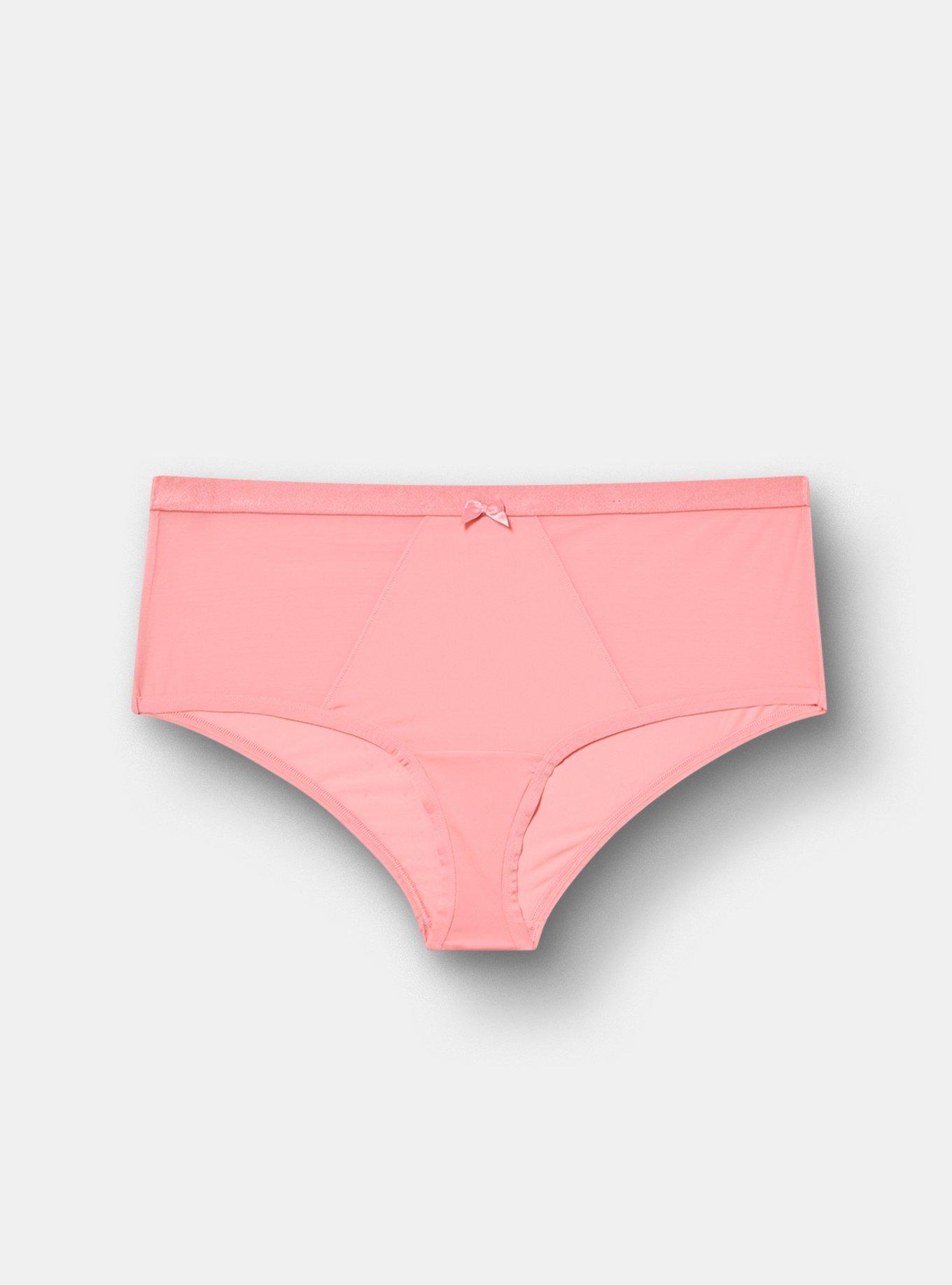Micro & Mesh Mid-Rise Cheeky Panty, FLAMINGO PINK, hi-res