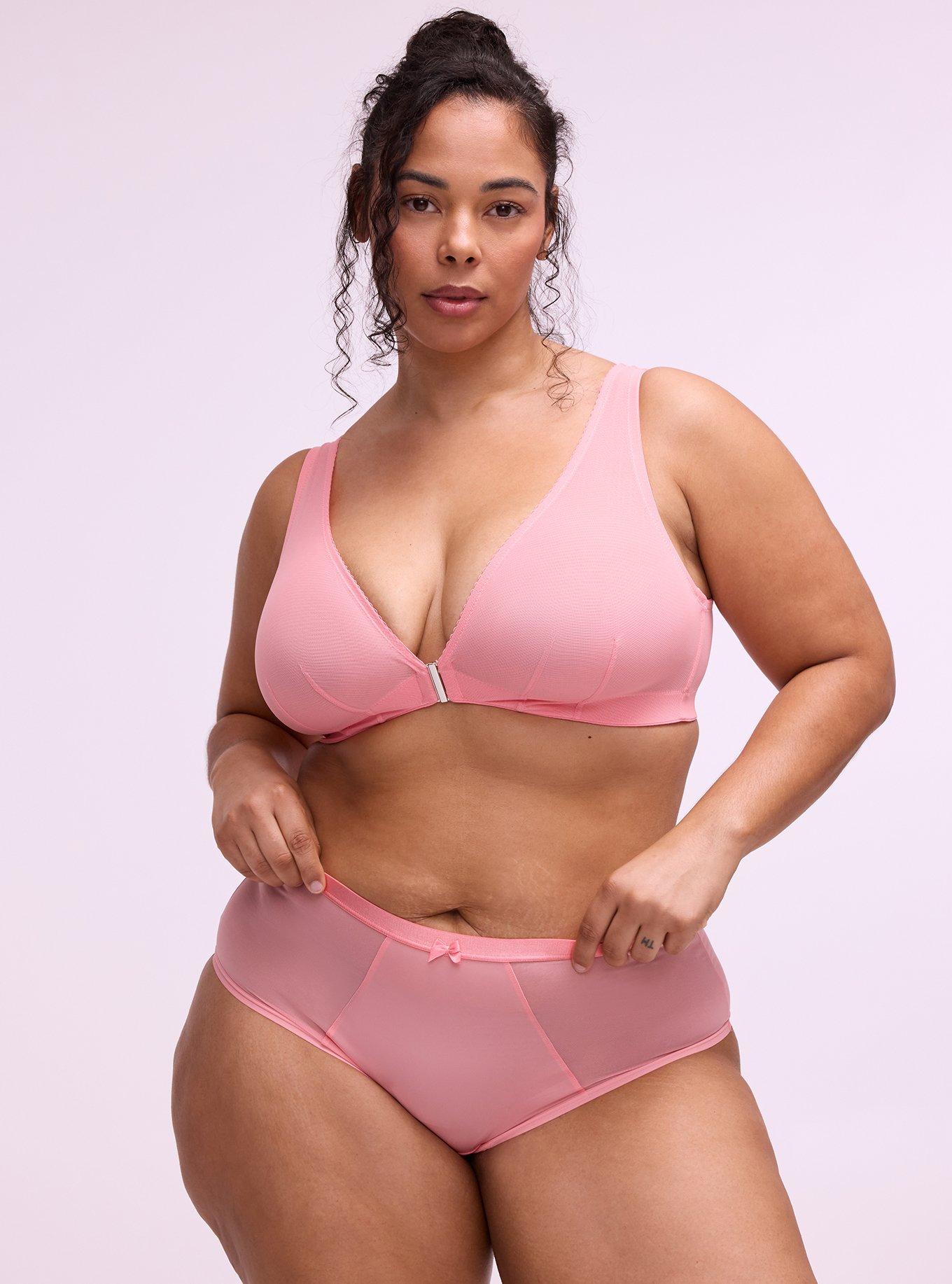 Micro & Mesh Mid-Rise Cheeky Panty, FLAMINGO PINK, hi-res