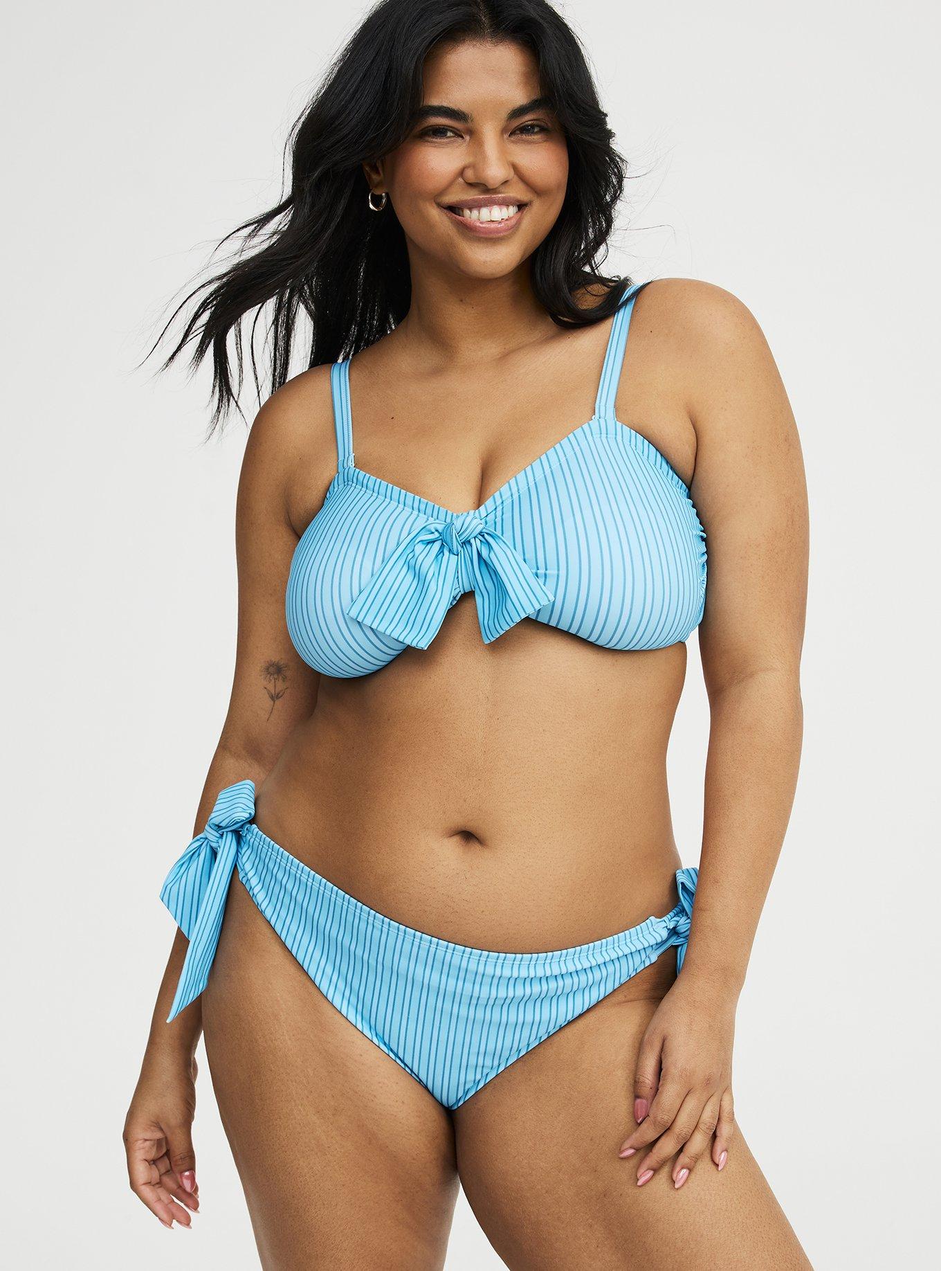 Bow Detail Cheeky Swim Bottom, VACAY STRIPE BLUE, alternate