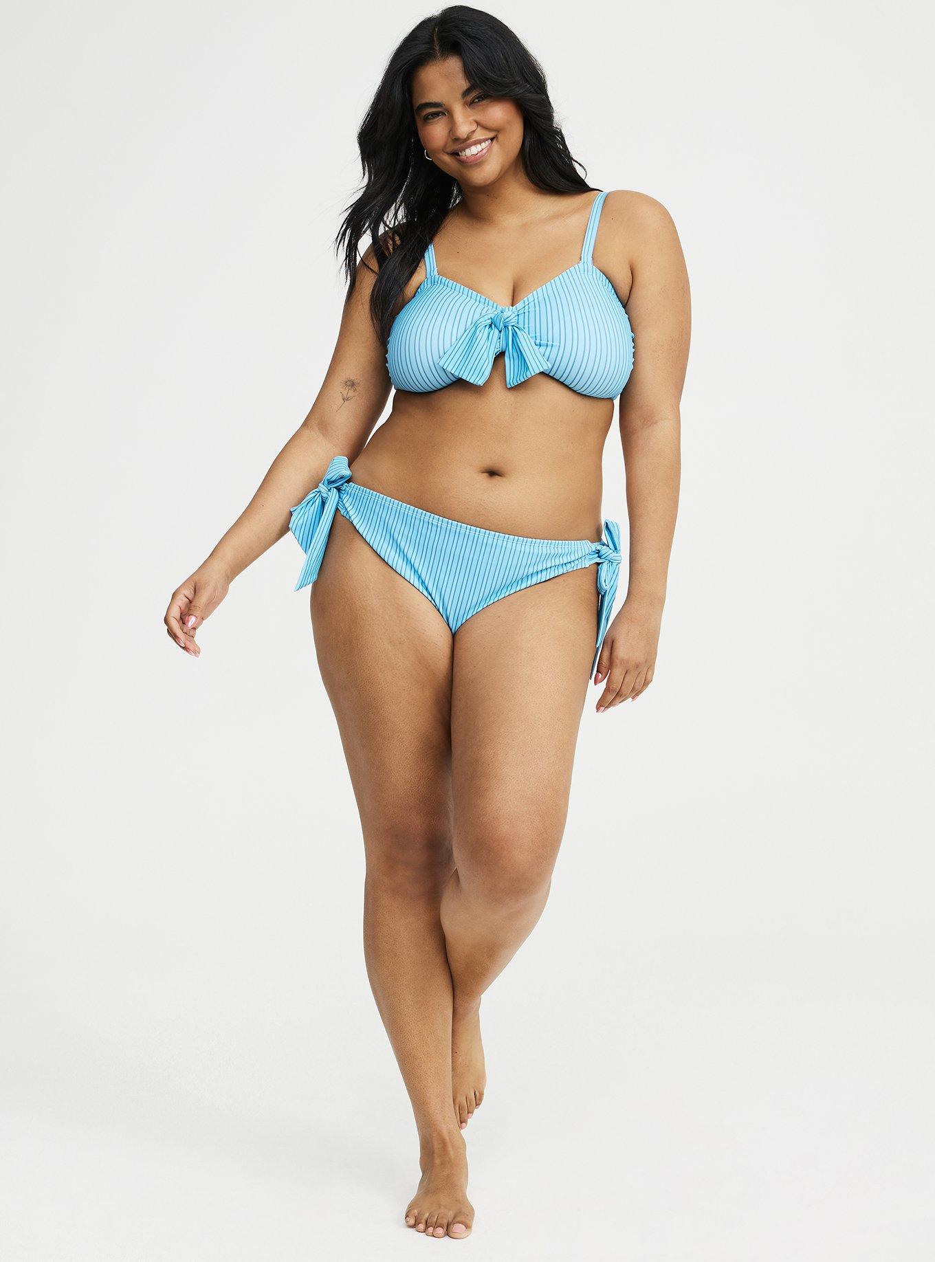 Bow Detail Cheeky Swim Bottom, VACAY STRIPE BLUE, hi-res