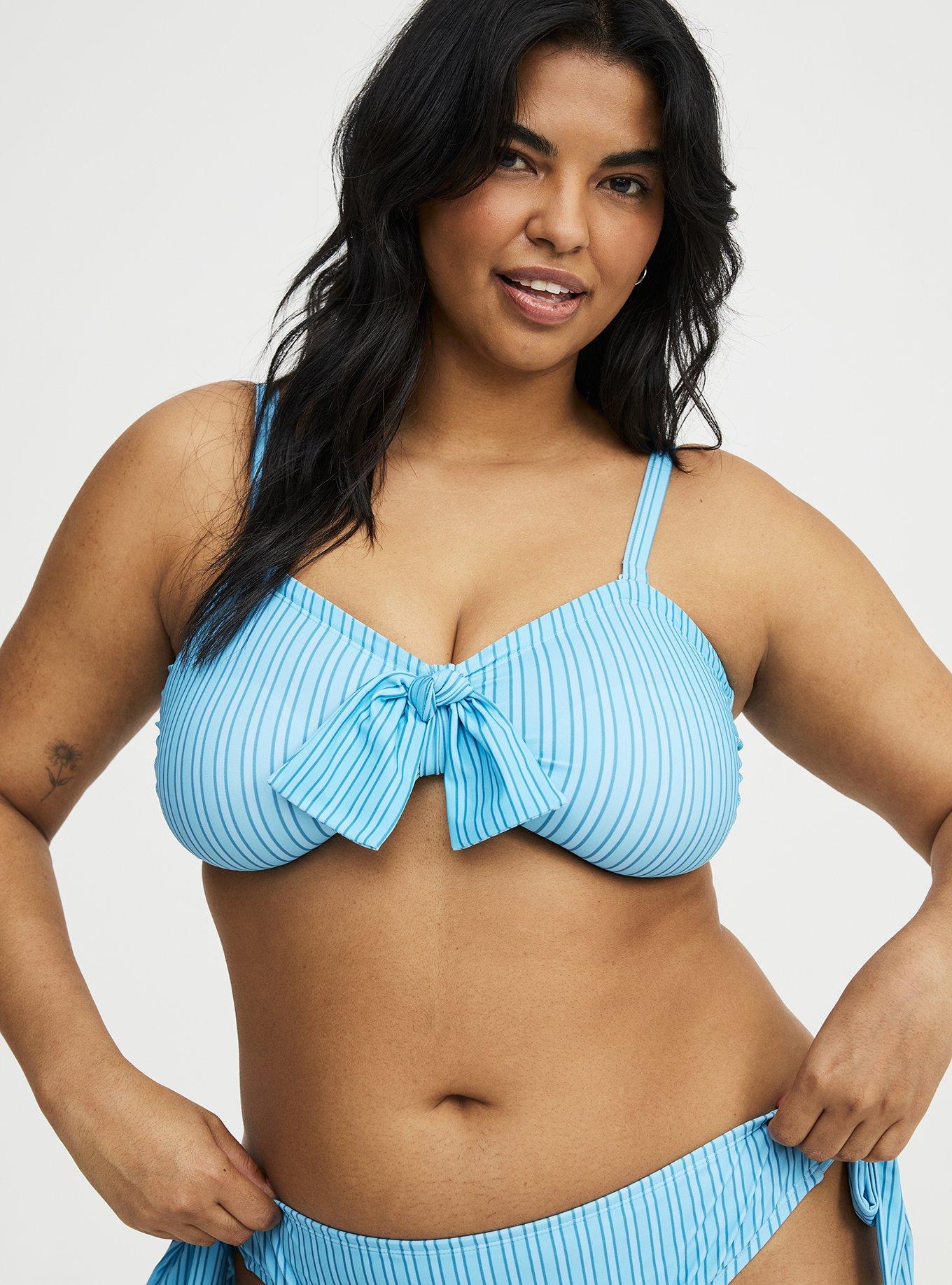 Bow Bandeau Bikini Top, VACAY STRIPE BLUE, alternate