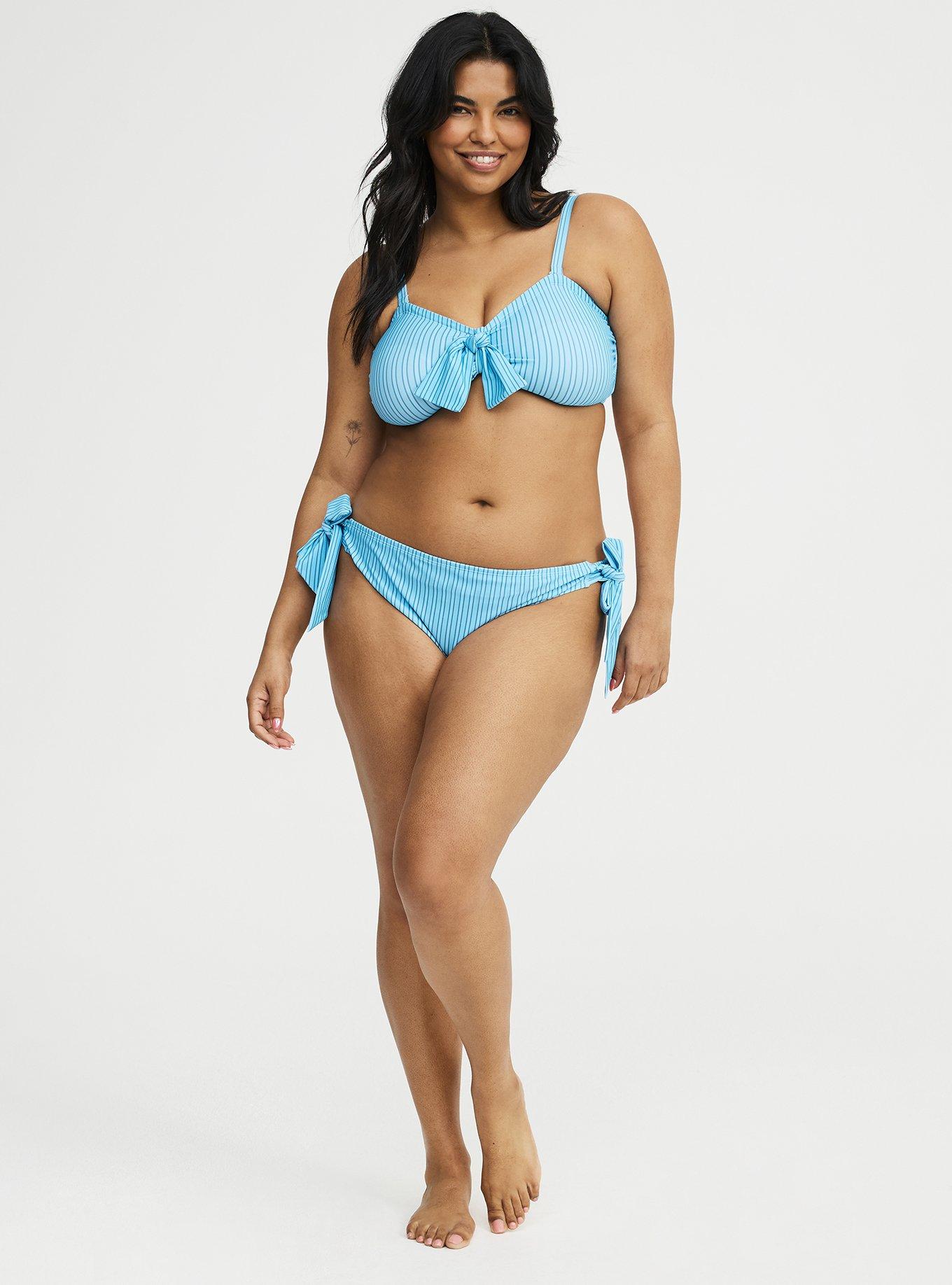 Bow Bandeau Bikini Top, VACAY STRIPE BLUE, alternate