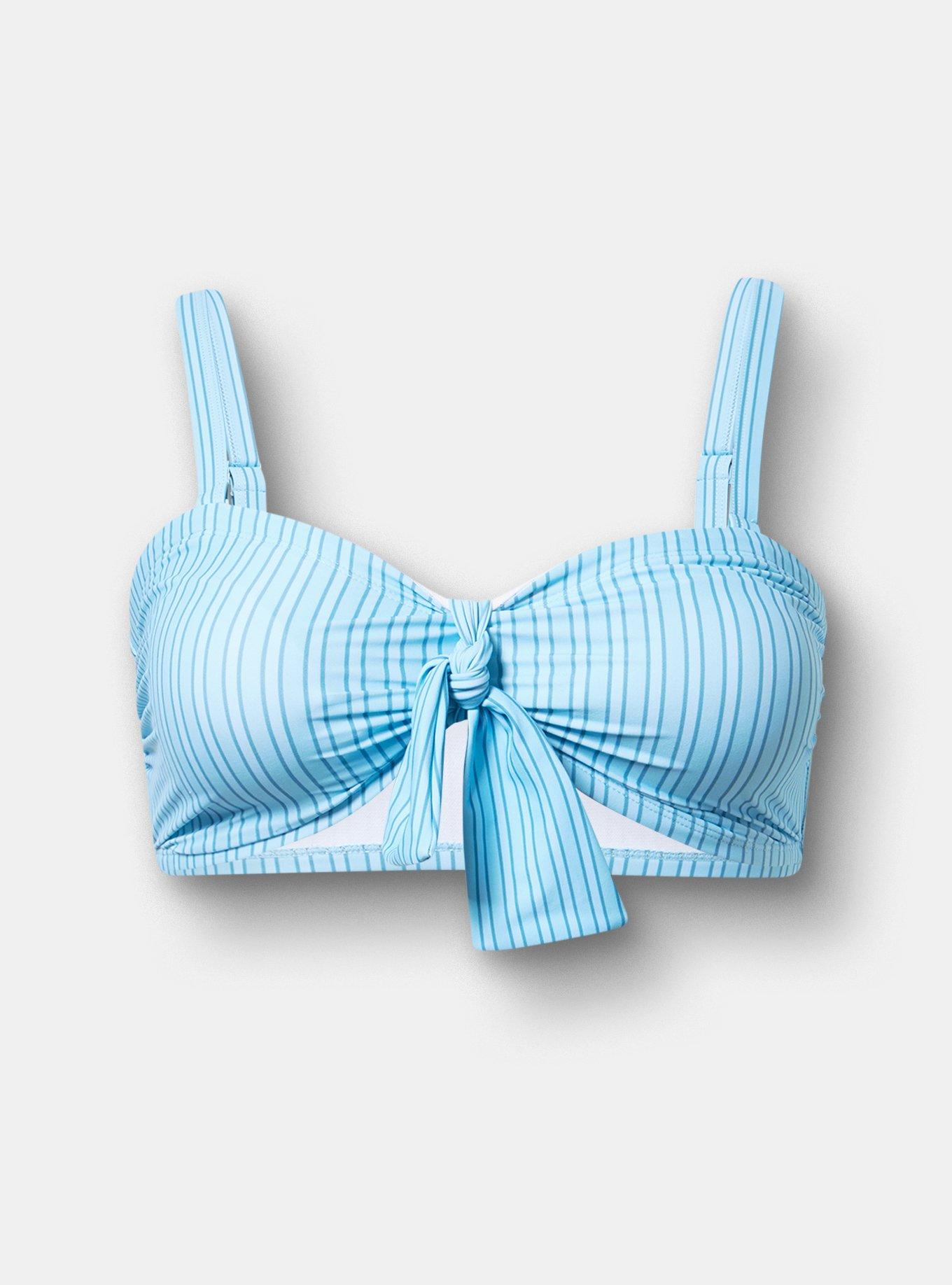 Bow Bandeau Bikini Top, VACAY STRIPE BLUE, hi-res