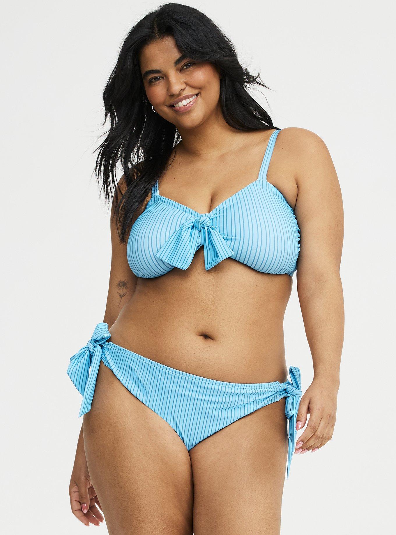 Bow Bandeau Bikini Top, VACAY STRIPE BLUE, hi-res