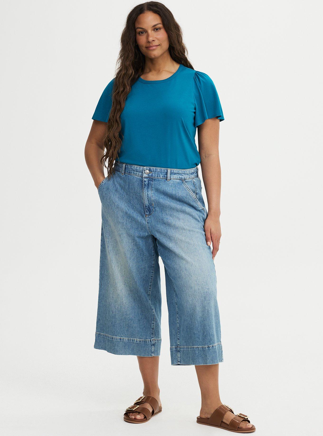 Signature Jersey Flutter Sleeve Crew Tee, OCEAN DEPTHS, alternate