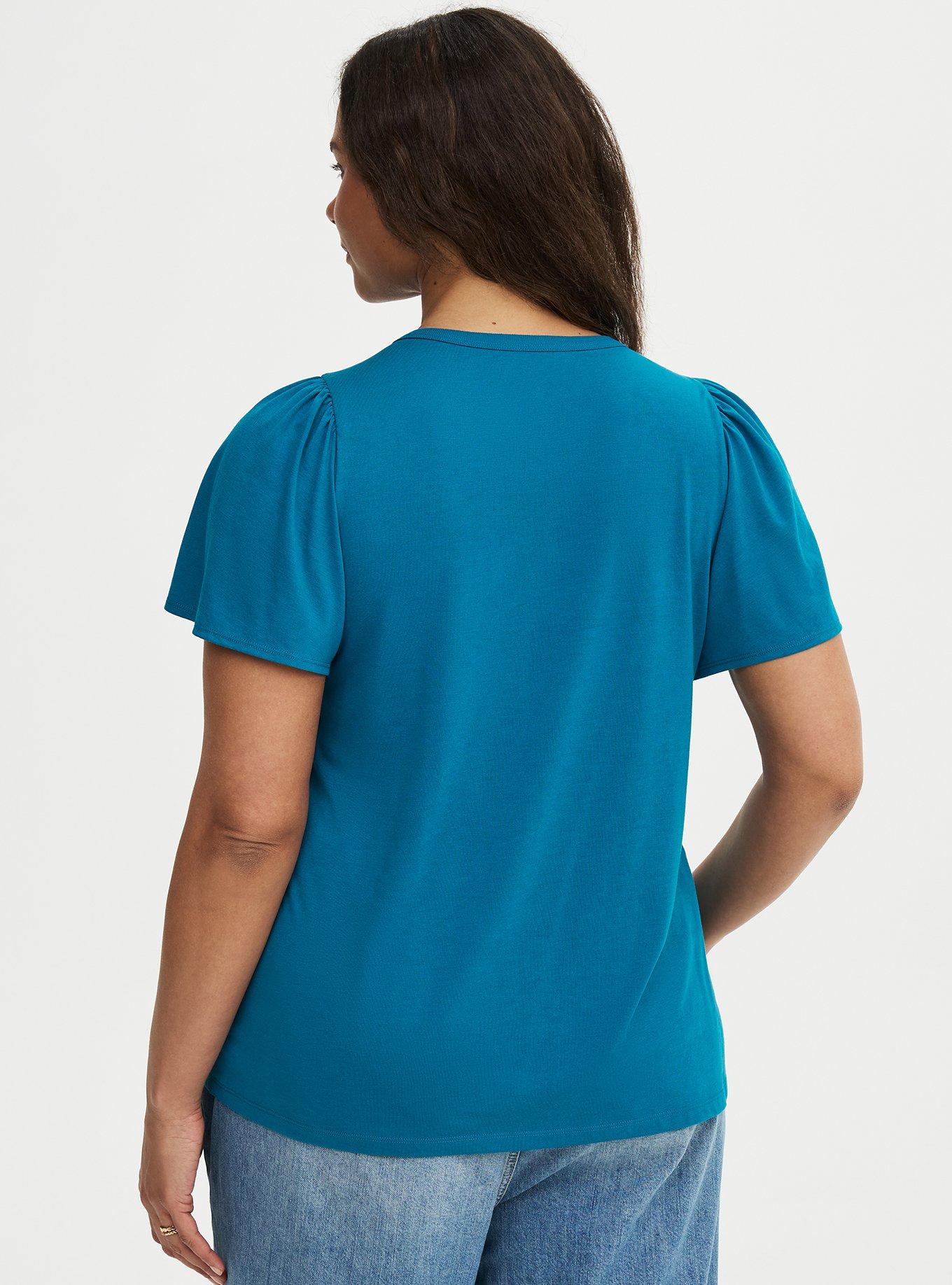 Signature Jersey Flutter Sleeve Crew Tee, OCEAN DEPTHS, alternate