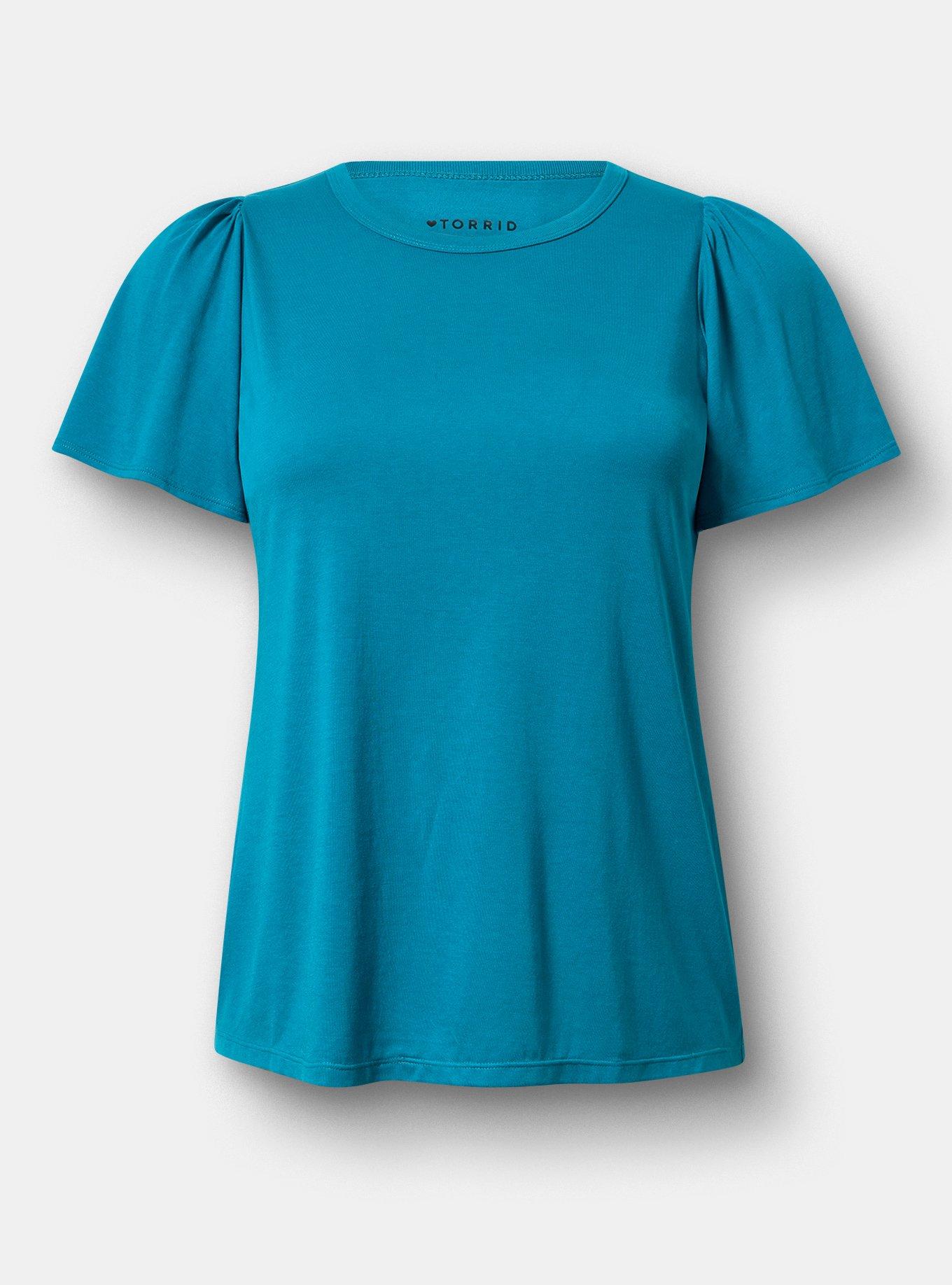 Signature Jersey Flutter Sleeve Crew Tee, OCEAN DEPTHS, hi-res