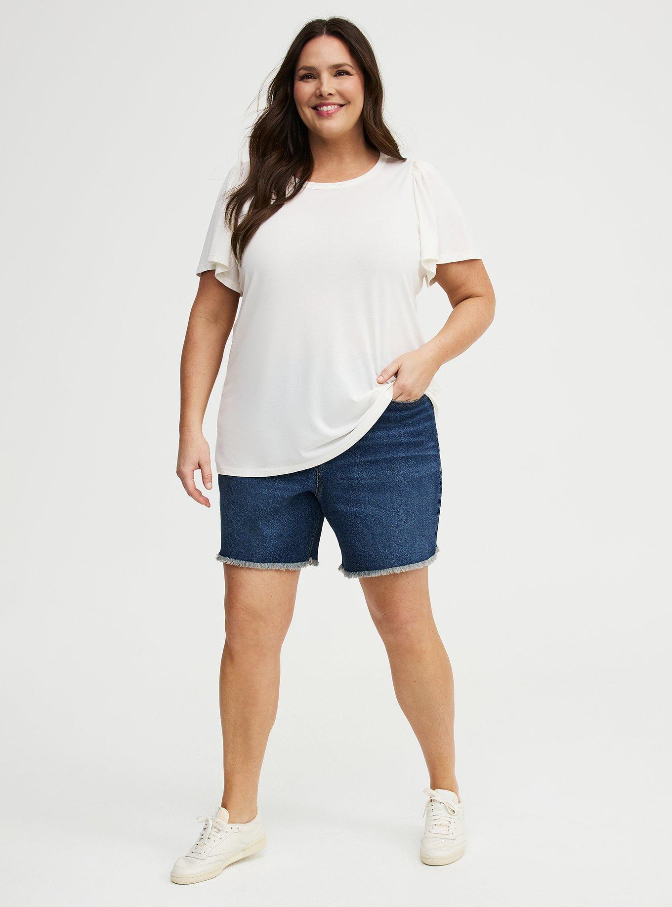 Signature Jersey Flutter Sleeve Crew Tee, WHISPER WHITE, alternate