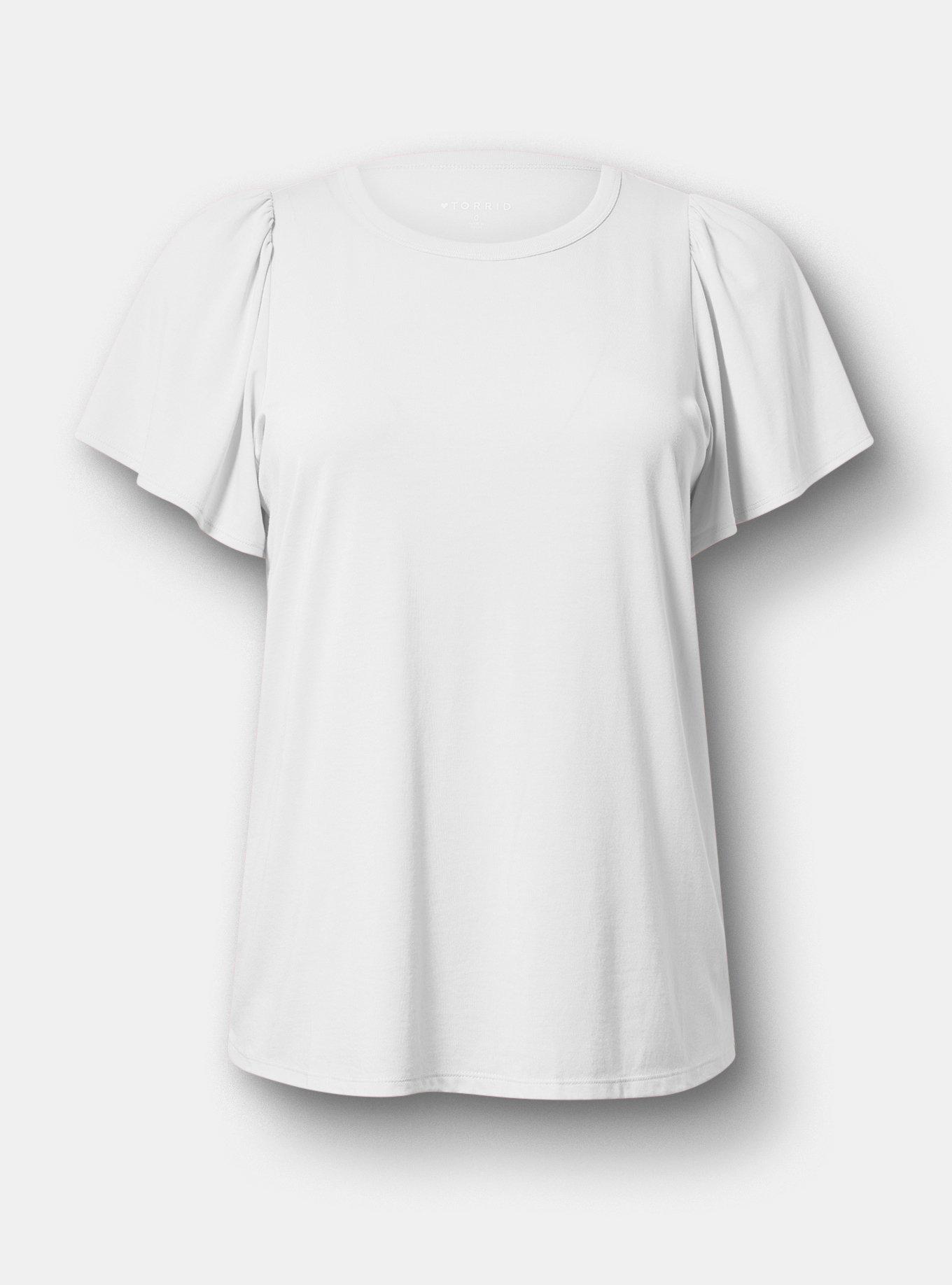 Signature Jersey Flutter Sleeve Crew Tee, WHISPER WHITE, hi-res