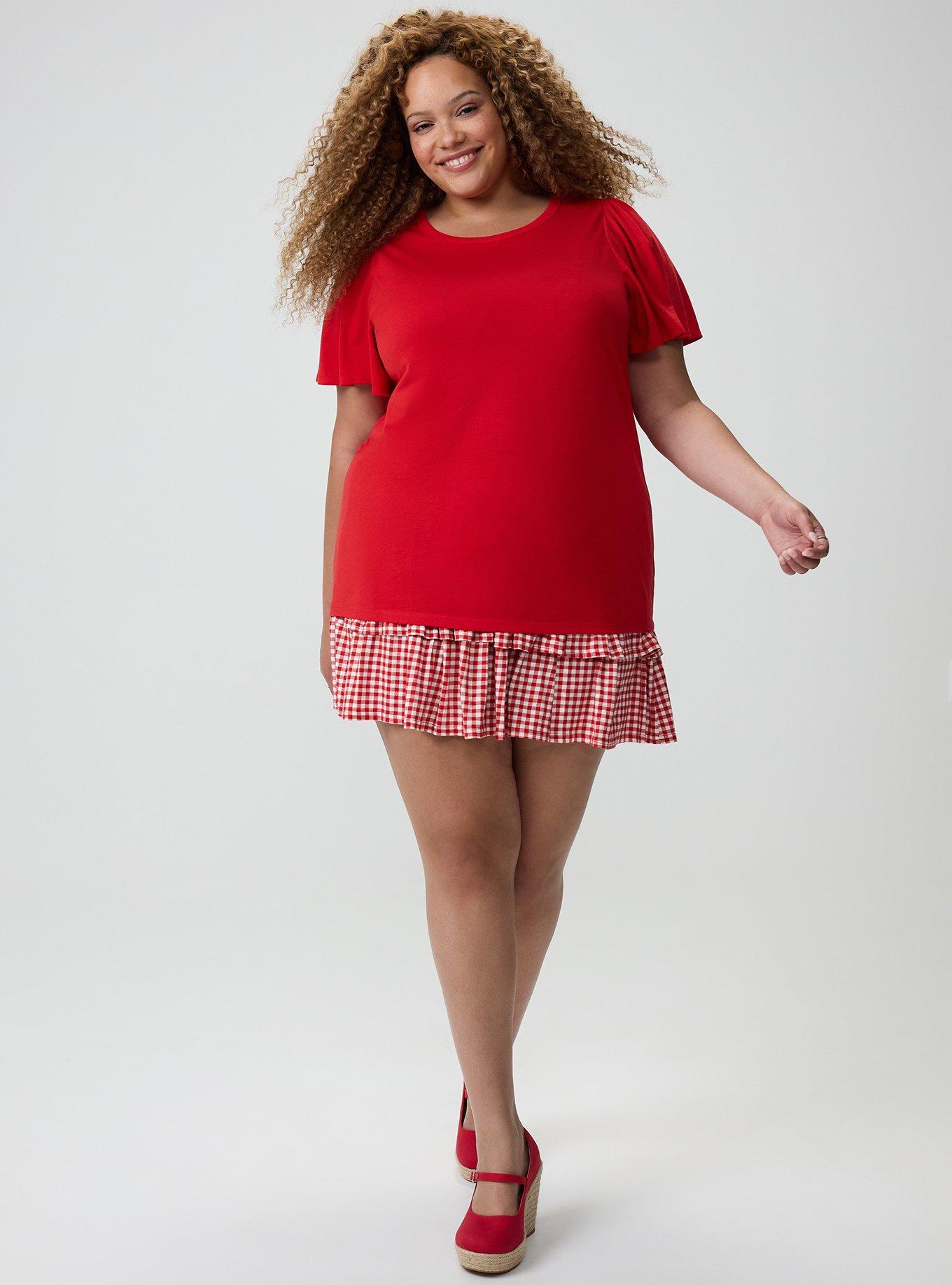 Plus Size Signature Jersey Flutter Sleeve Crew Tee, ADRENALINE RUSH, alternate