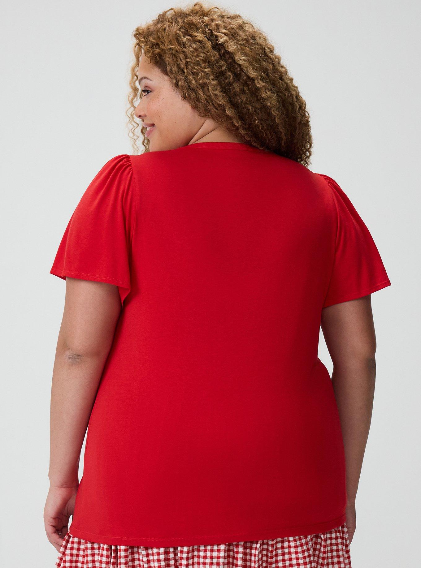 Plus Size Signature Jersey Flutter Sleeve Crew Tee, ADRENALINE RUSH, alternate