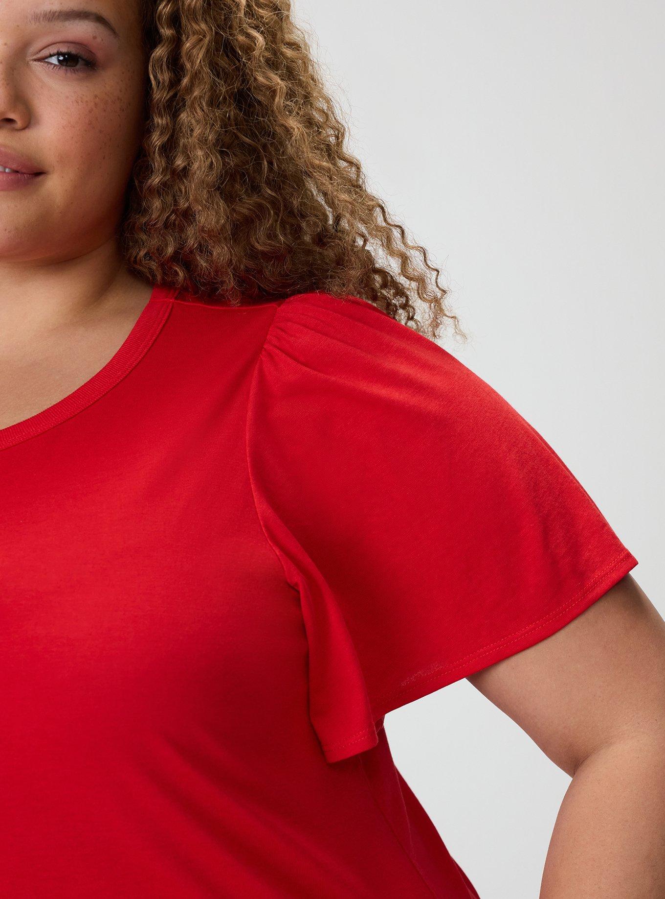 Plus Size Signature Jersey Flutter Sleeve Crew Tee, ADRENALINE RUSH, alternate