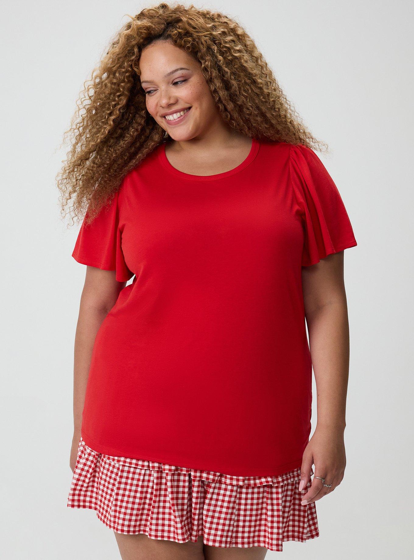 Plus Size Signature Jersey Flutter Sleeve Crew Tee, ADRENALINE RUSH, hi-res