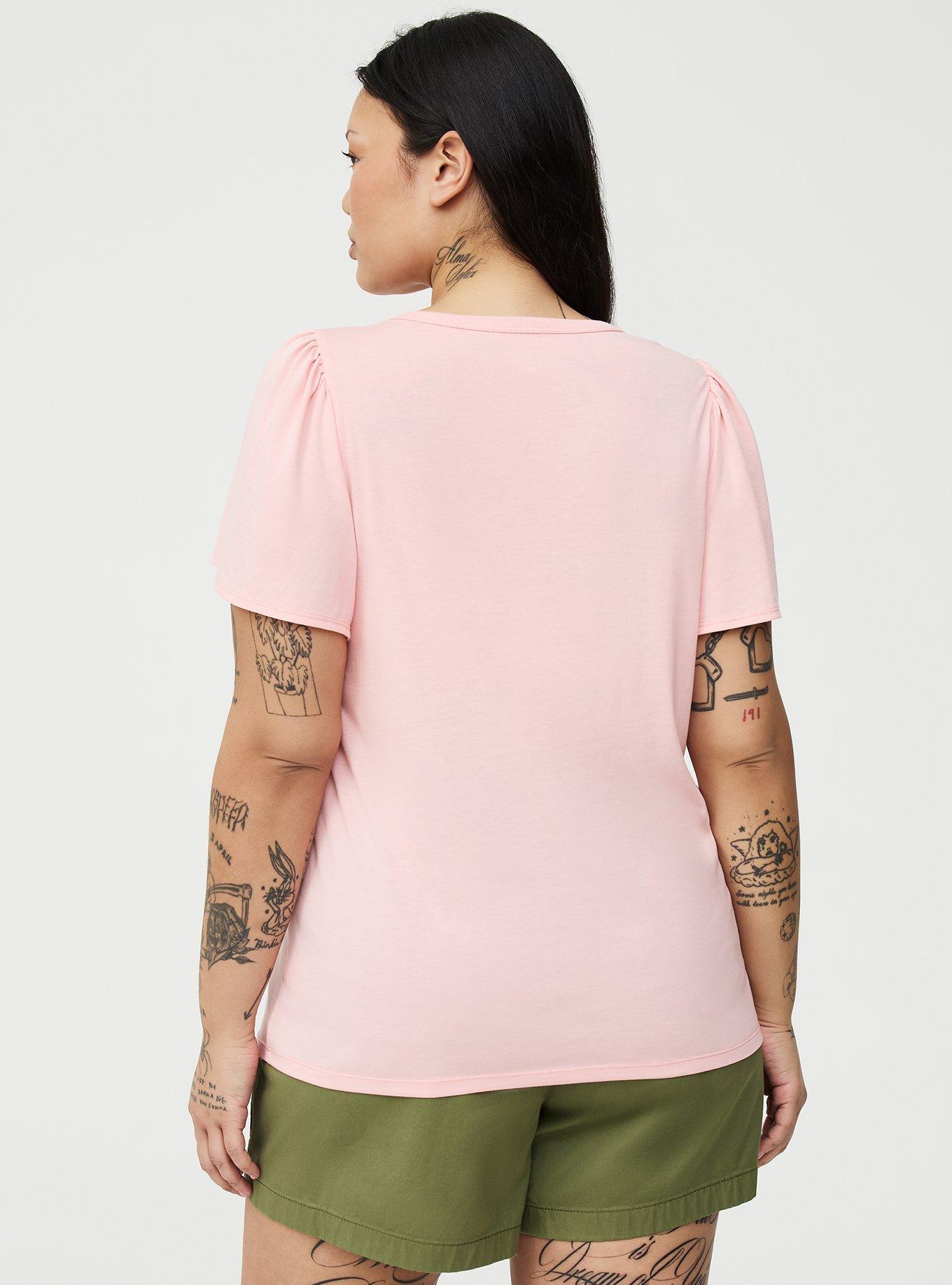 Signature Jersey Flutter Sleeve Crew Tee, BLOSSOM, alternate