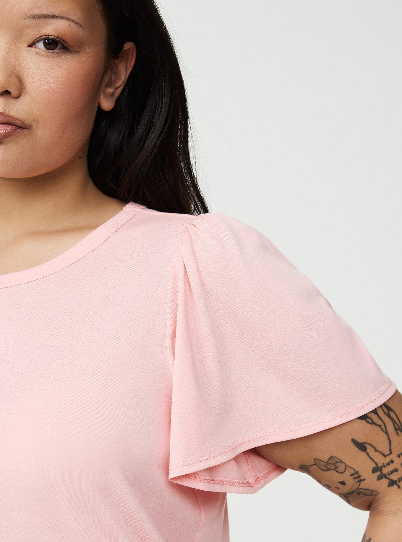 Signature Jersey Flutter Sleeve Crew Tee, BLOSSOM, alternate