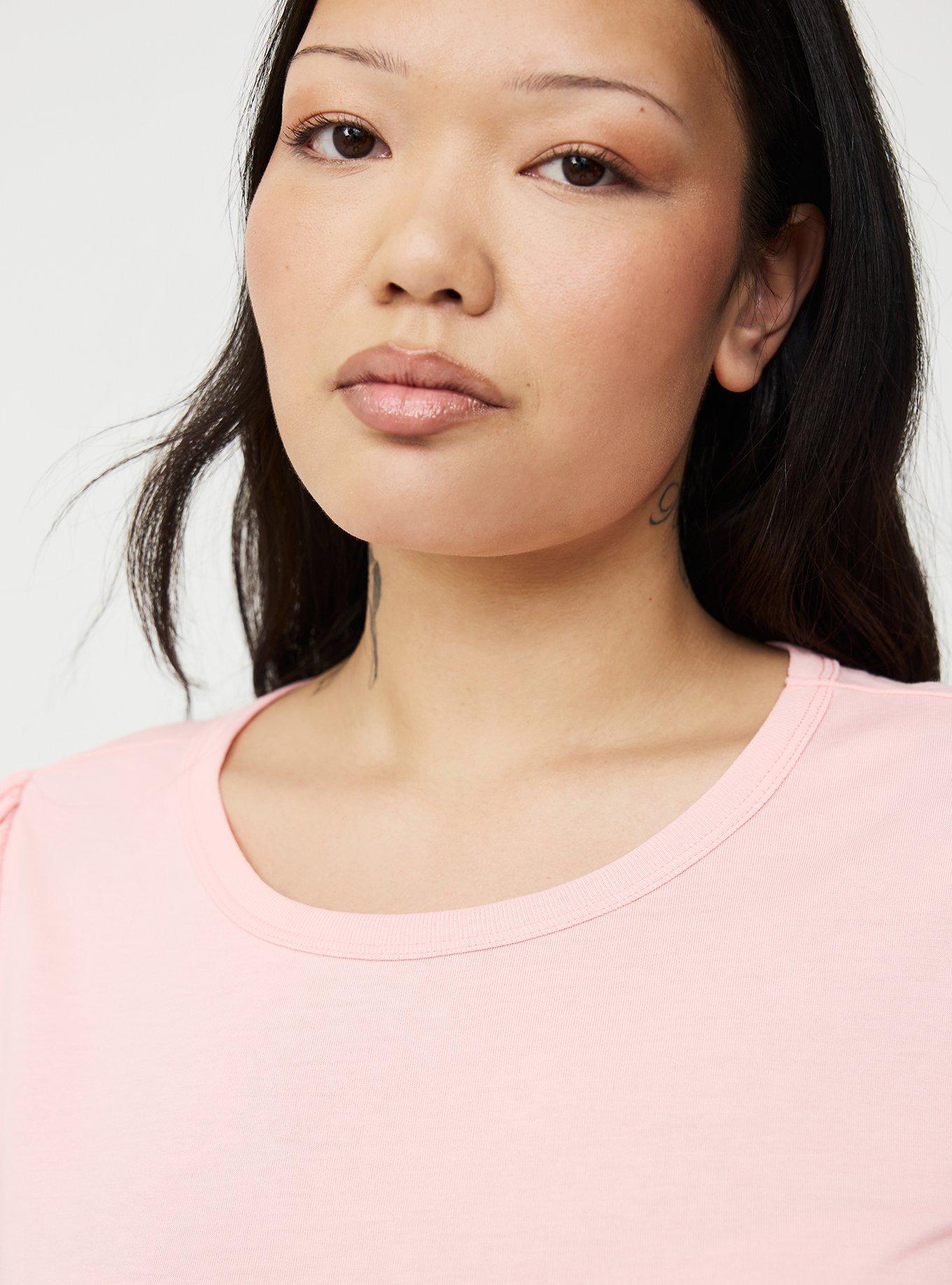 Signature Jersey Flutter Sleeve Crew Tee, BLOSSOM, alternate