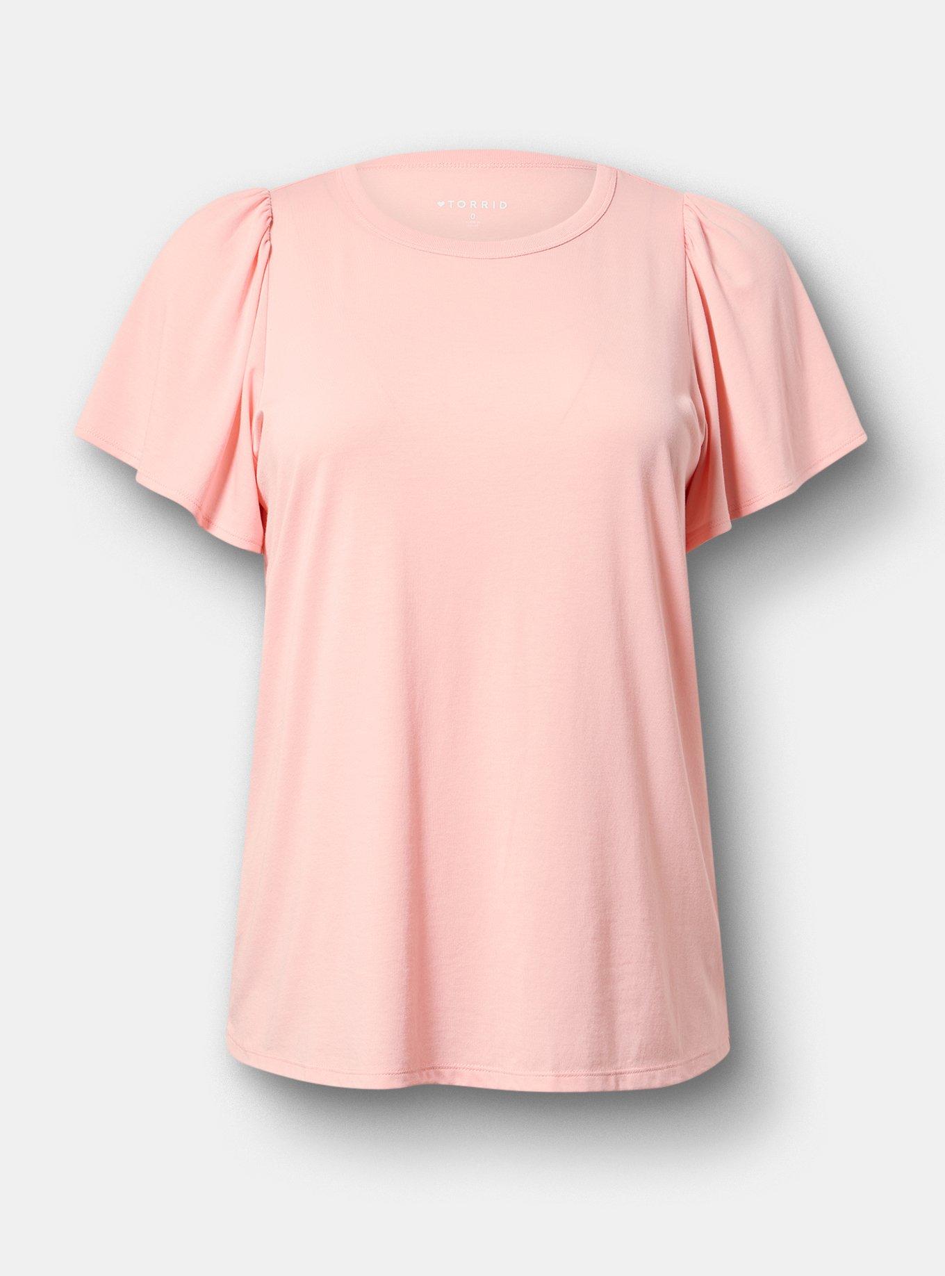 Signature Jersey Flutter Sleeve Crew Tee, BLOSSOM, hi-res