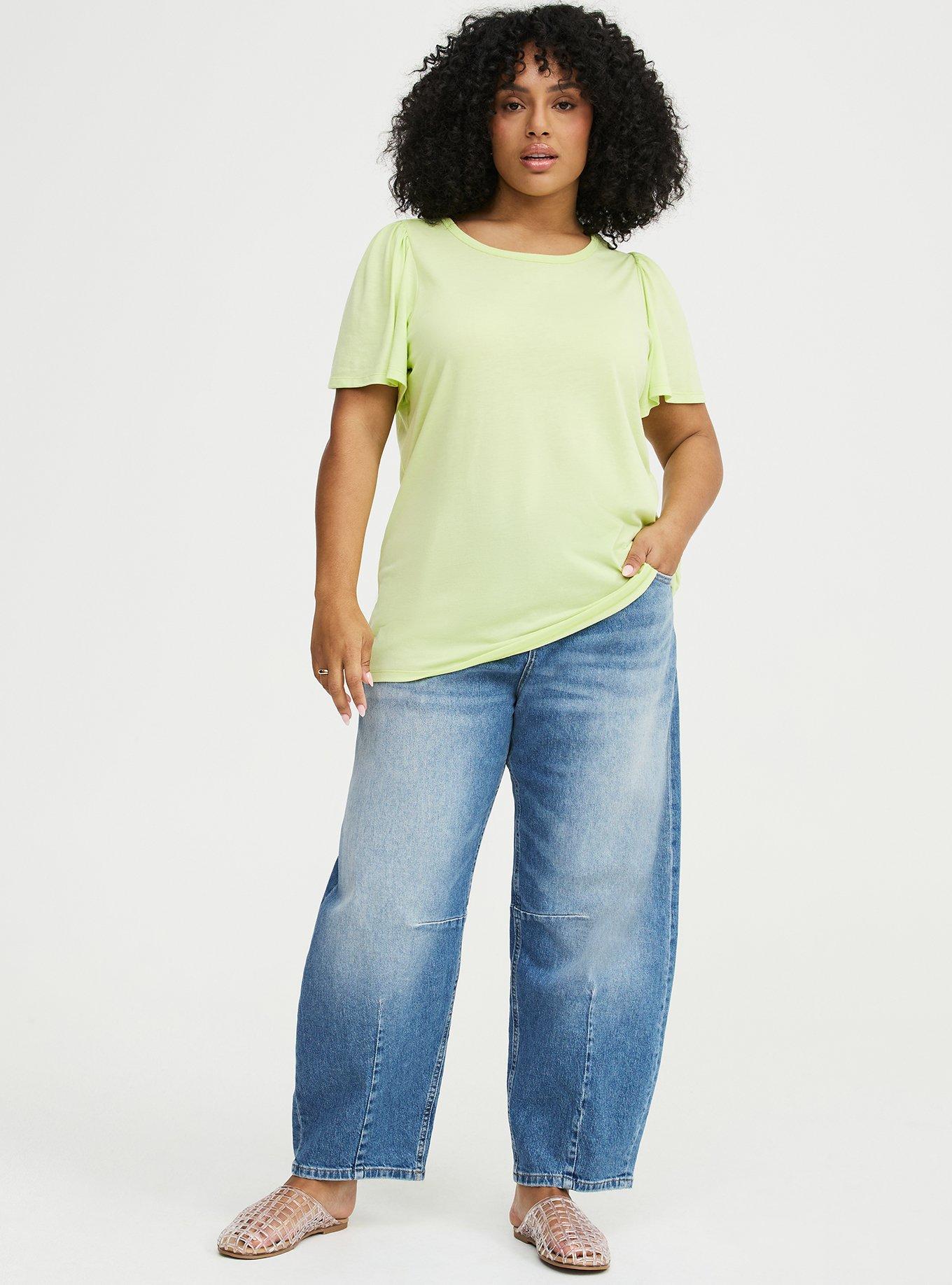 Signature Jersey Flutter Sleeve Crew Tee, ASIAN PEAR, alternate