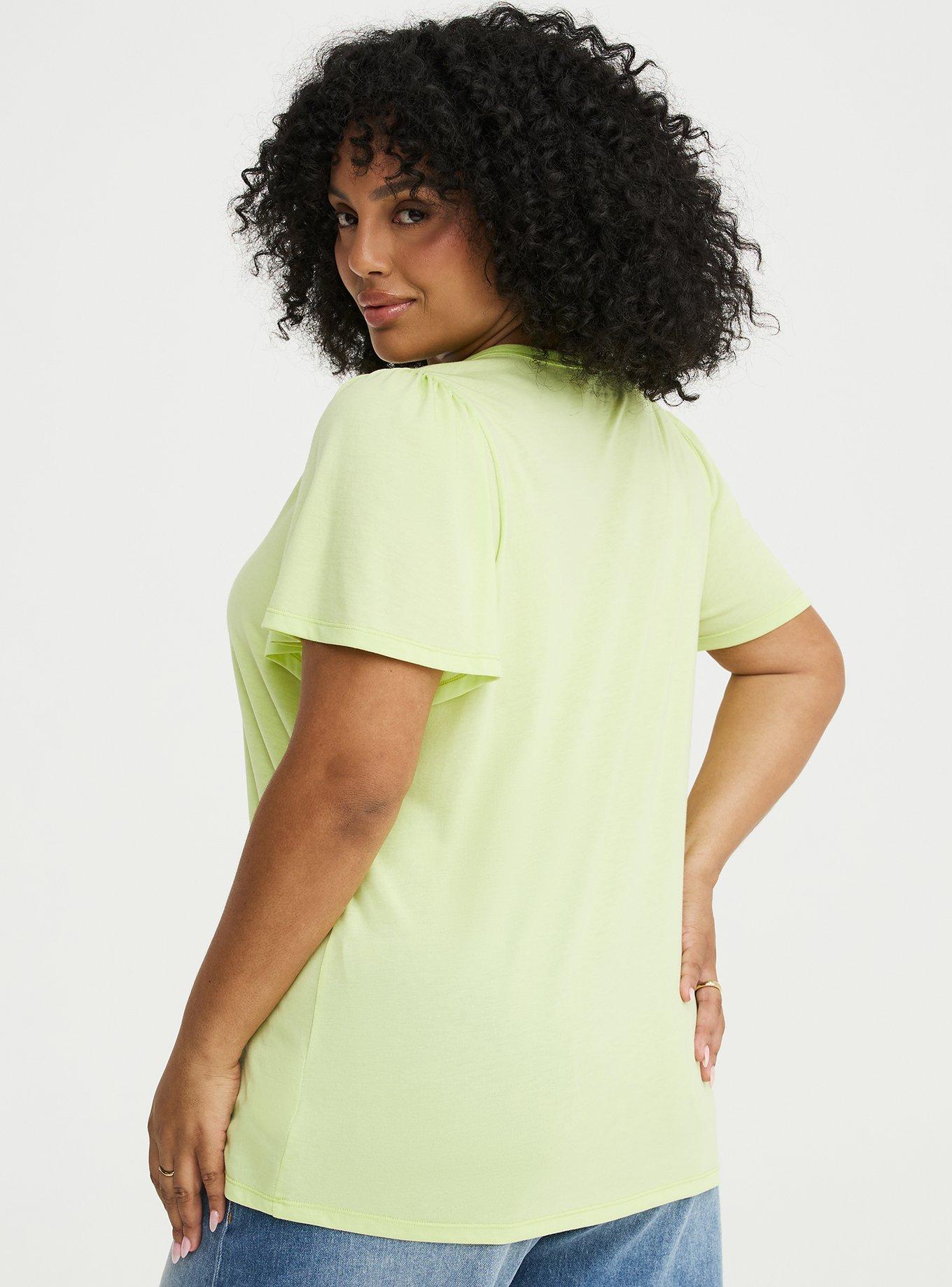 Signature Jersey Flutter Sleeve Crew Tee, ASIAN PEAR, alternate