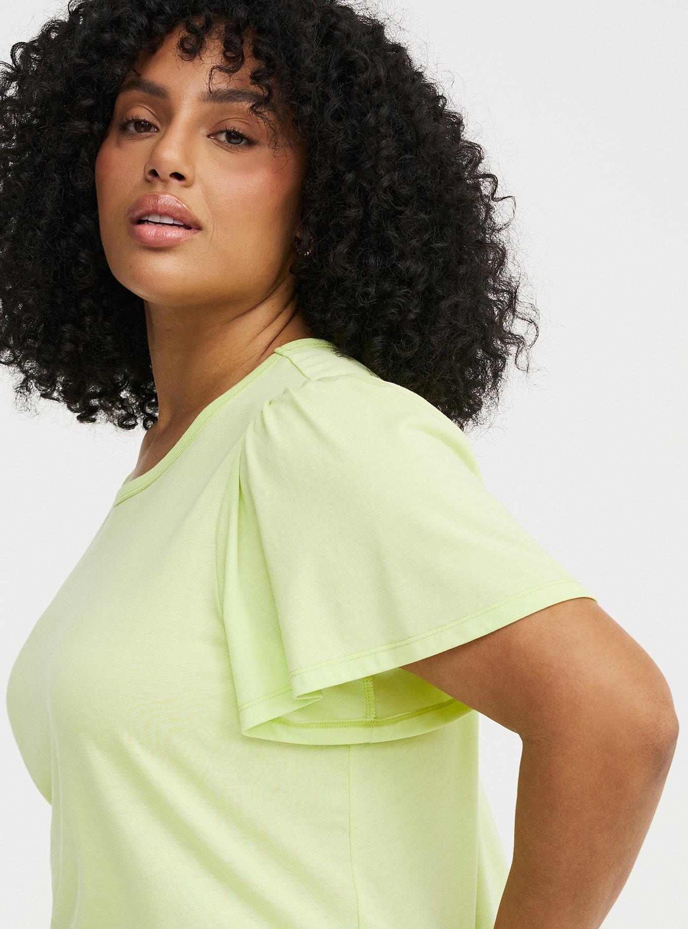 Signature Jersey Flutter Sleeve Crew Tee, ASIAN PEAR, alternate