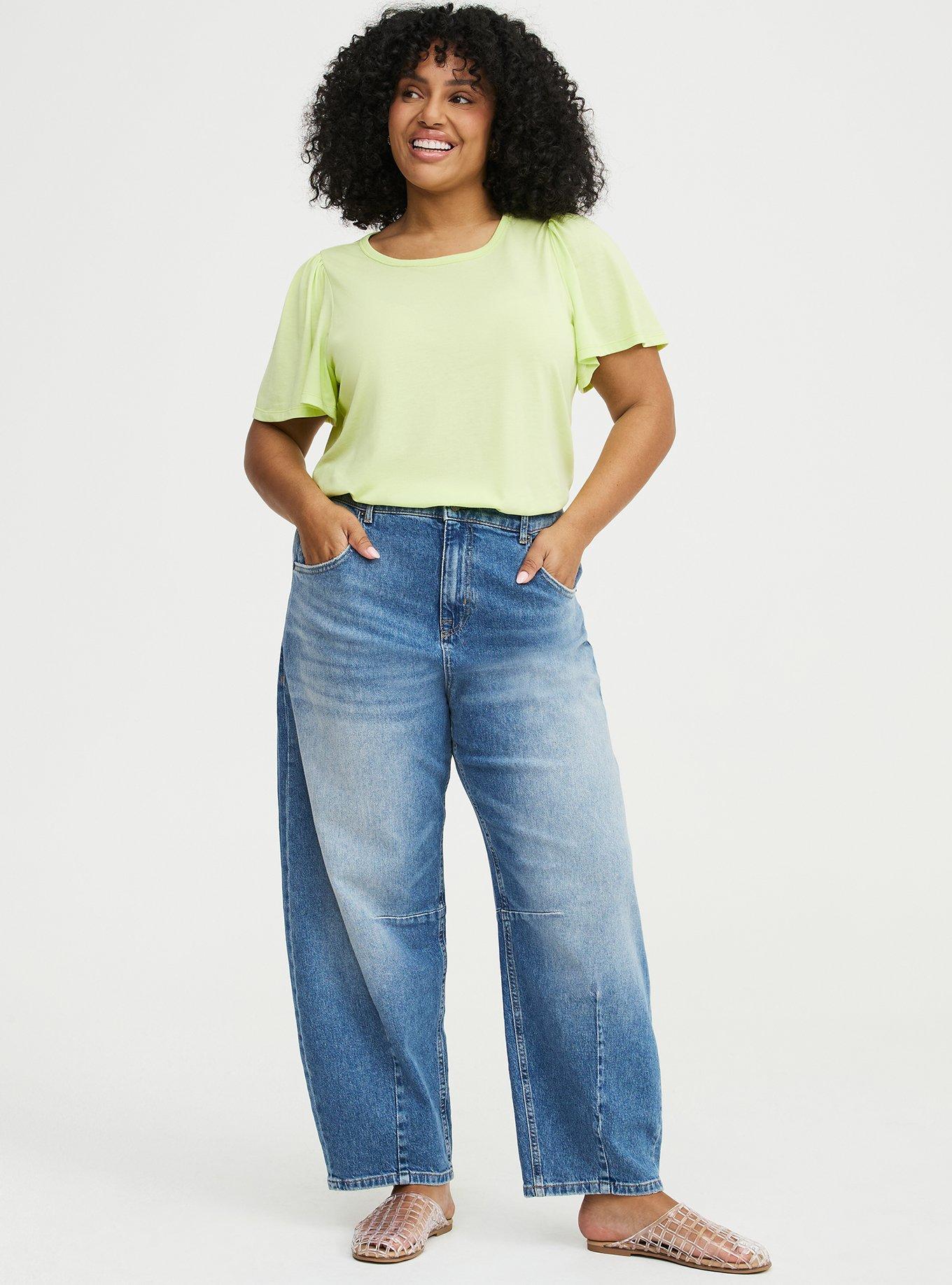 Signature Jersey Flutter Sleeve Crew Tee, ASIAN PEAR, alternate