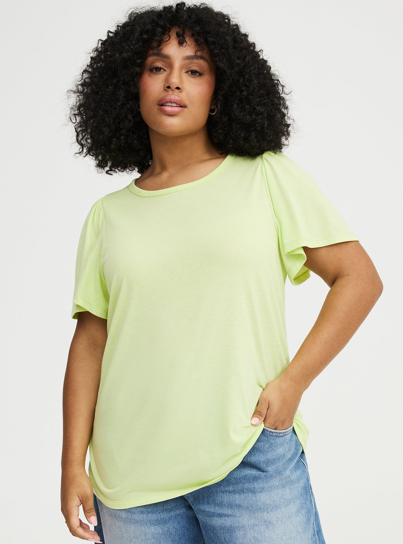 Signature Jersey Flutter Sleeve Crew Tee, ASIAN PEAR, hi-res