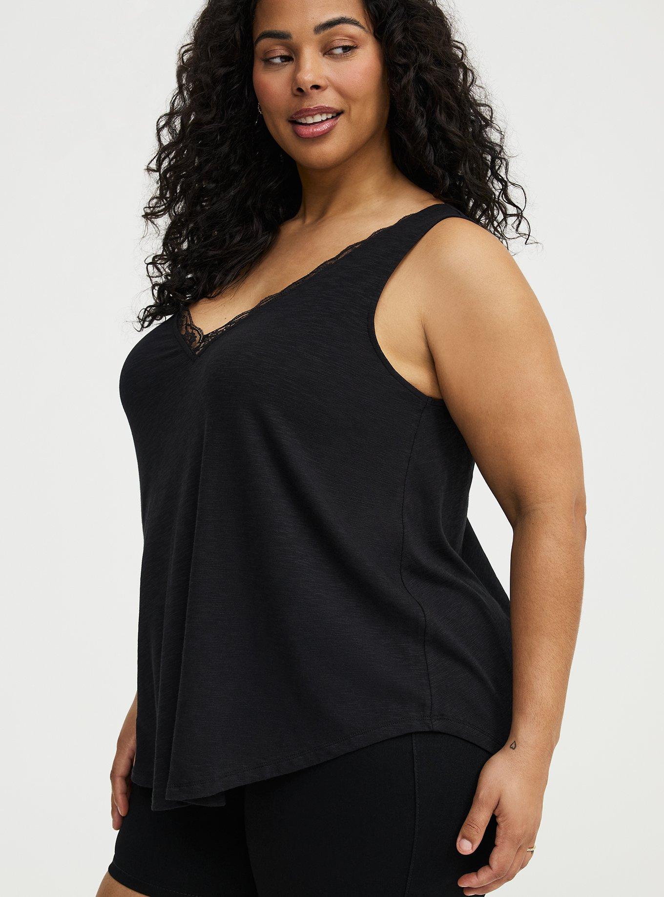 Lace Trim Swing Tank, DEEP BLACK, alternate