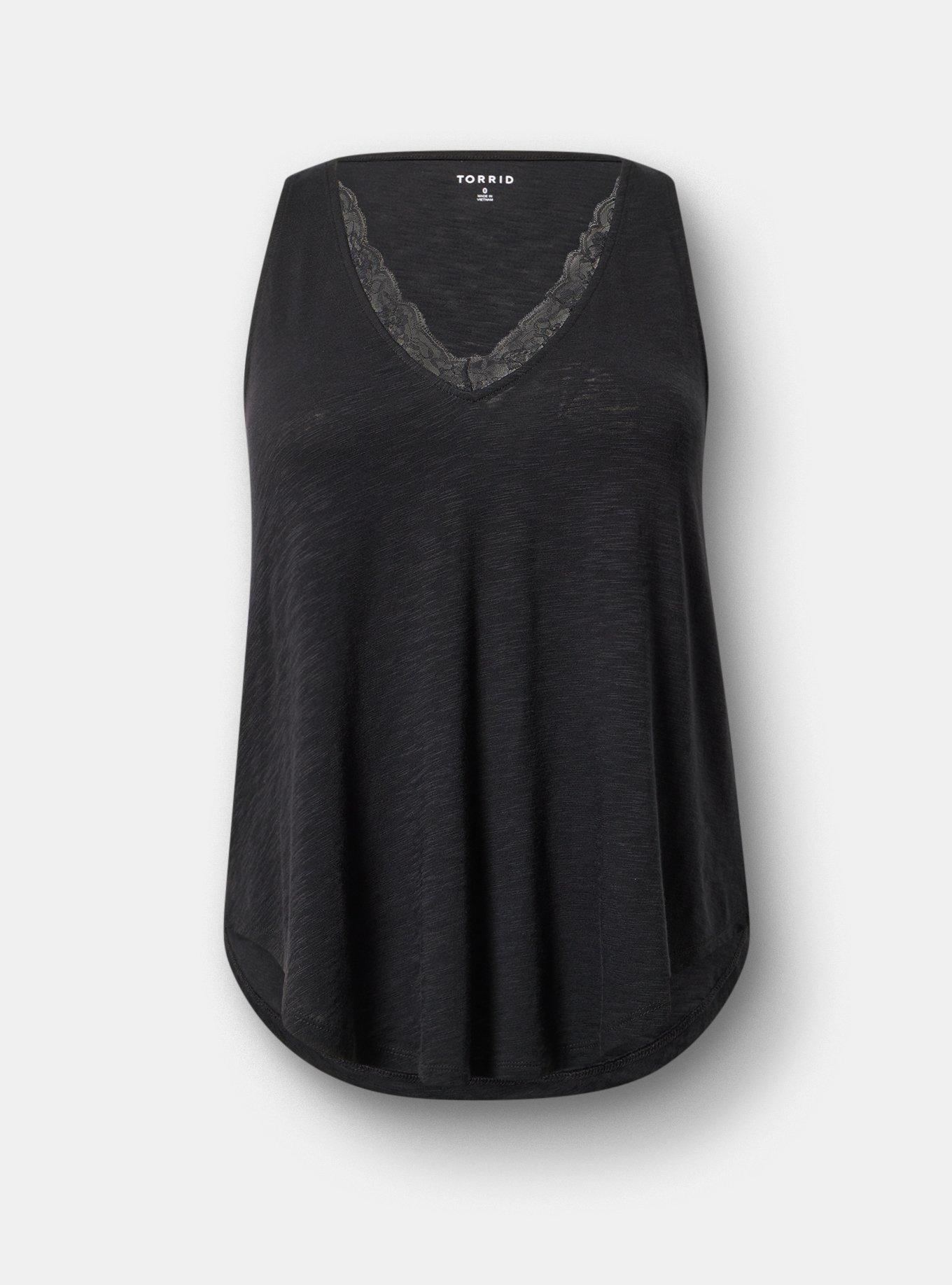 Lace Trim Swing Tank, DEEP BLACK, hi-res