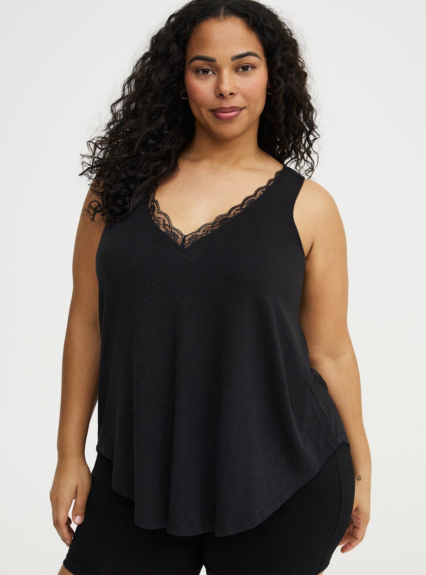 Lace Trim Swing Tank, DEEP BLACK, hi-res