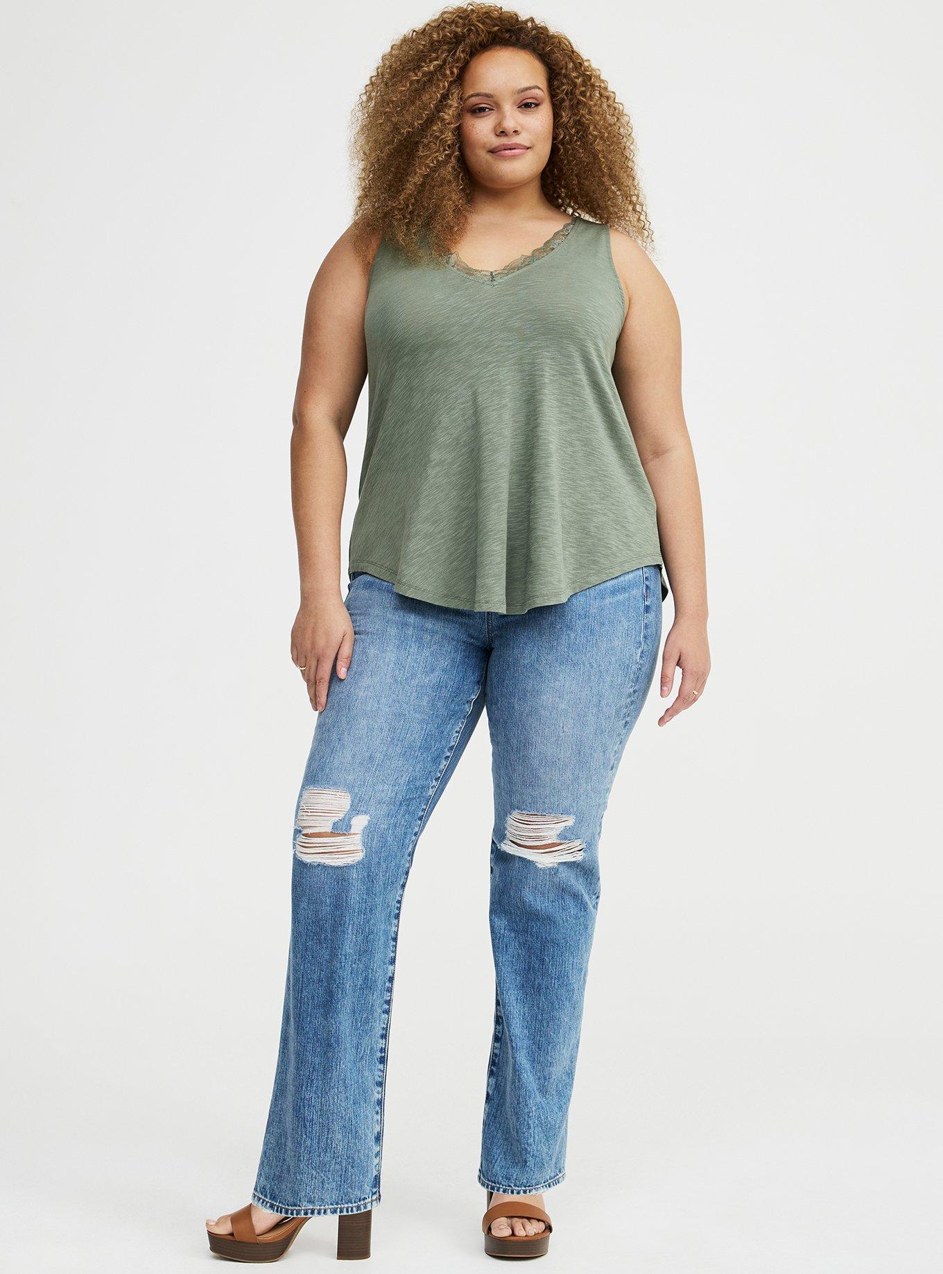 Lace Trim Swing Tank, AGAVE GREEN, alternate